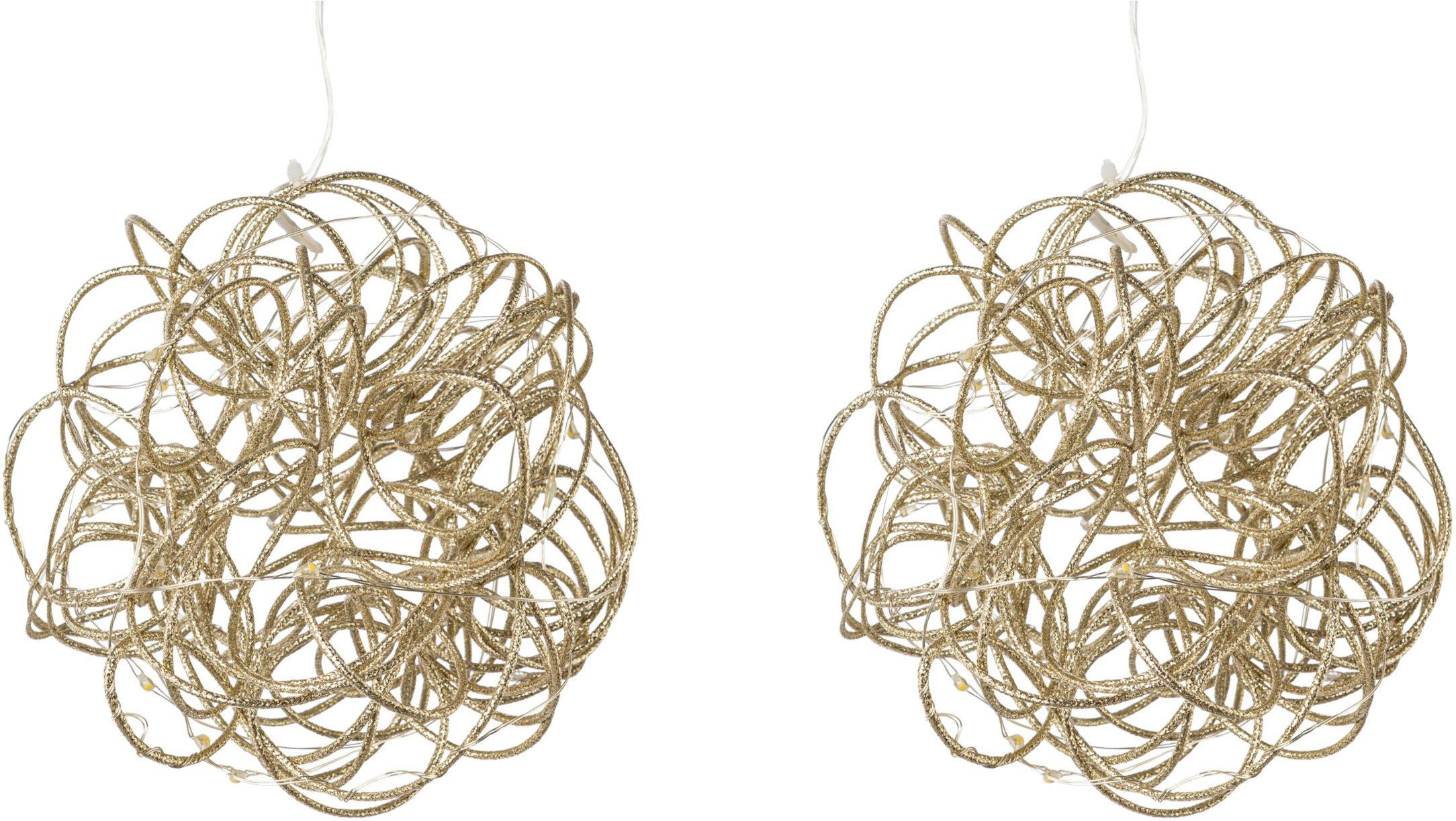 Creativ light Dekoobjekt Hänge-Drahtkugel (Set, 2 St), mit 10 LED's, Ø 15 c günstig online kaufen