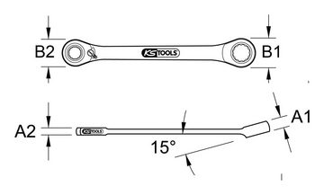 KS Tools Ratschenringschlüssel GEARplus, Mini-Bit-Umschalt 1/4" x1/4"