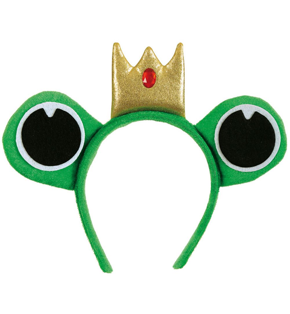 Fries Haarreif Haarreifen Frosch mit Froschaugen Krone Froschkönig Haarreif Karneval, Mit Augen und Krone