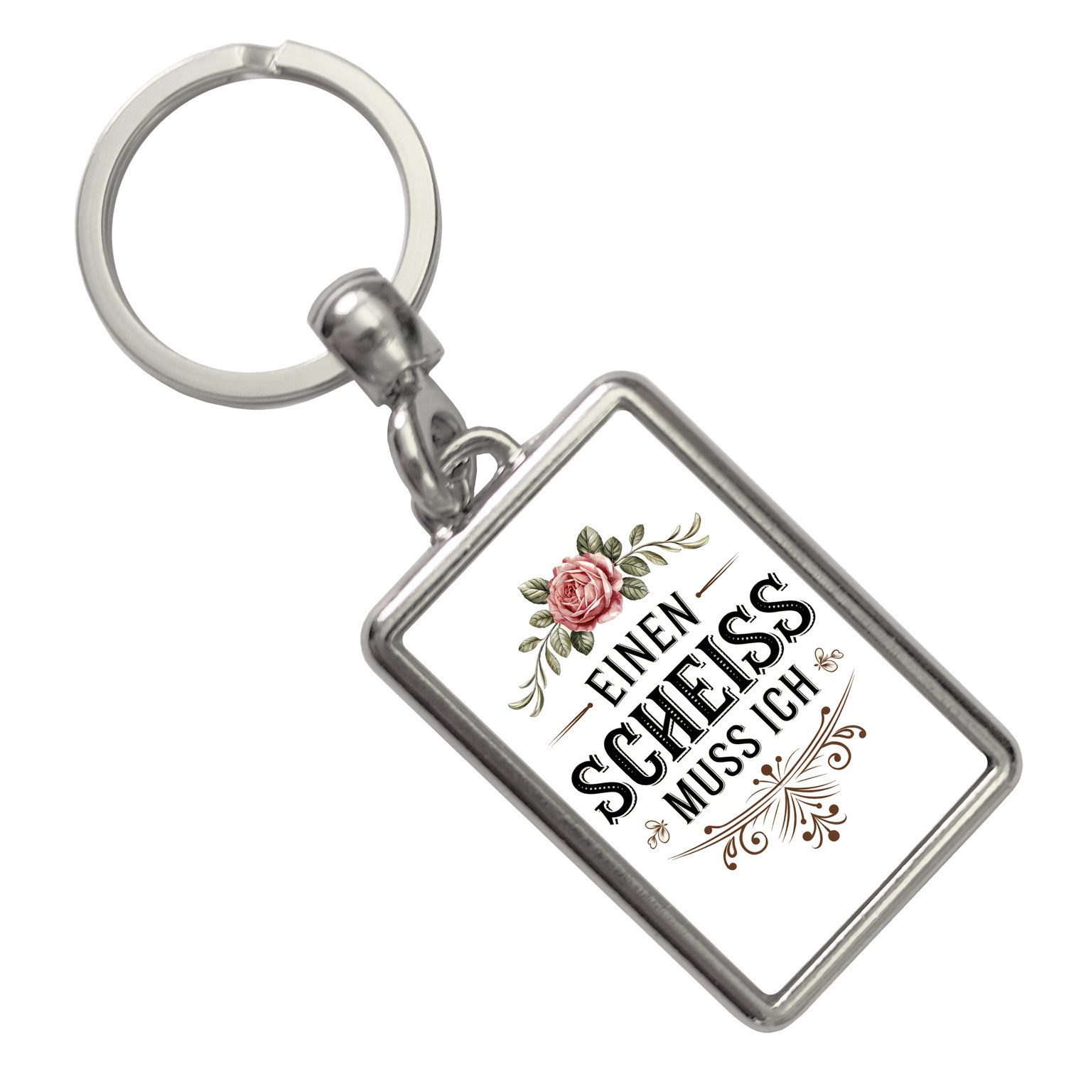 speecheese Schlüsselanhänger Einen scheiss muss ich Schlüsselanhänger Rose mit Blättern