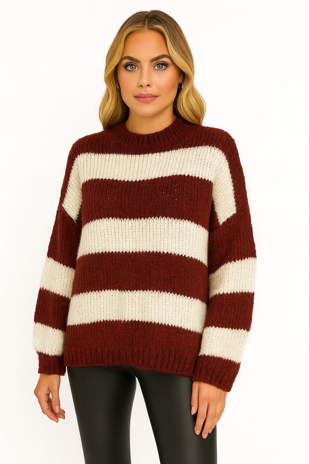 Worldclassca Strickpullover WORLDCLASSCA Damen Oversize Strickpullover Gestreift Streifen Sweat Neue Kollektion - Stilvolle und gemütliche Strickmode für Damen