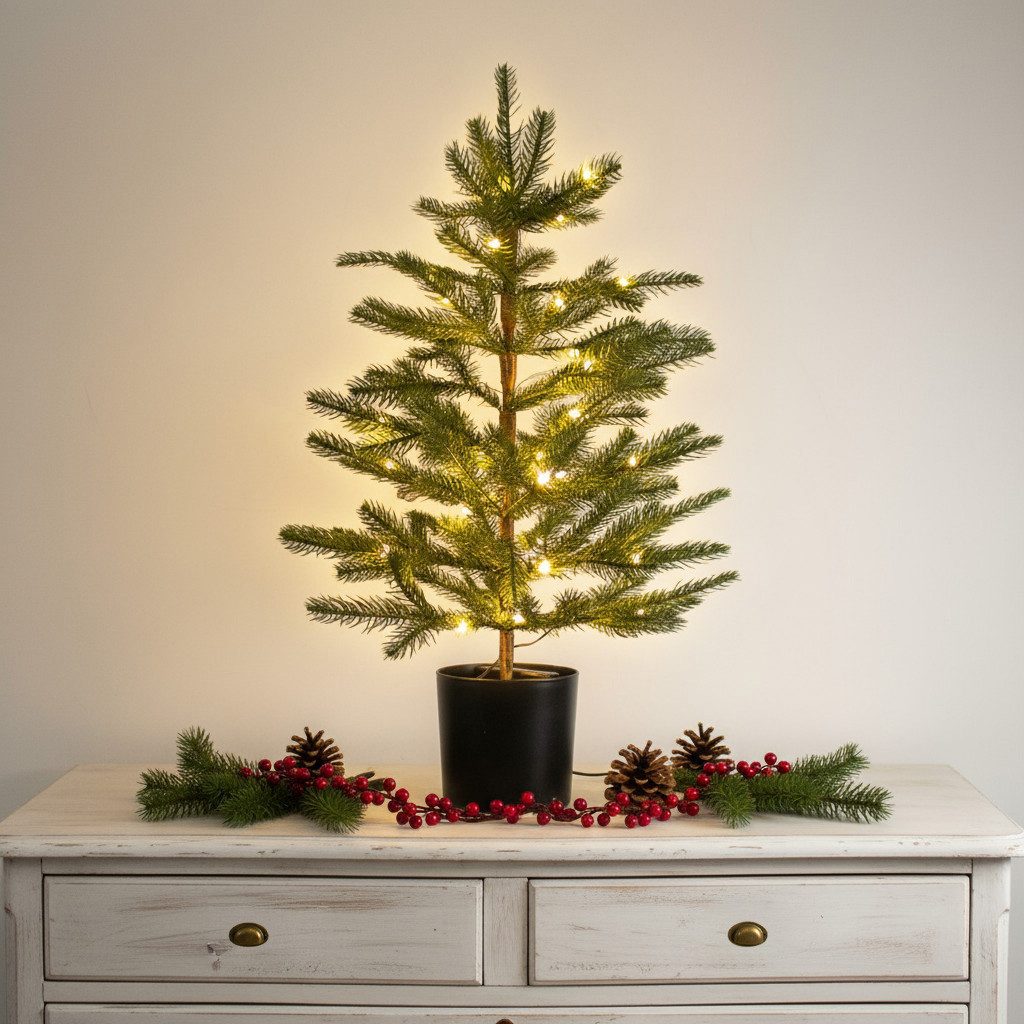 Spetebo Künstlicher Weihnachtsbaum Tannenbaum 60 cm Höhe im schwarzen Blume günstig online kaufen