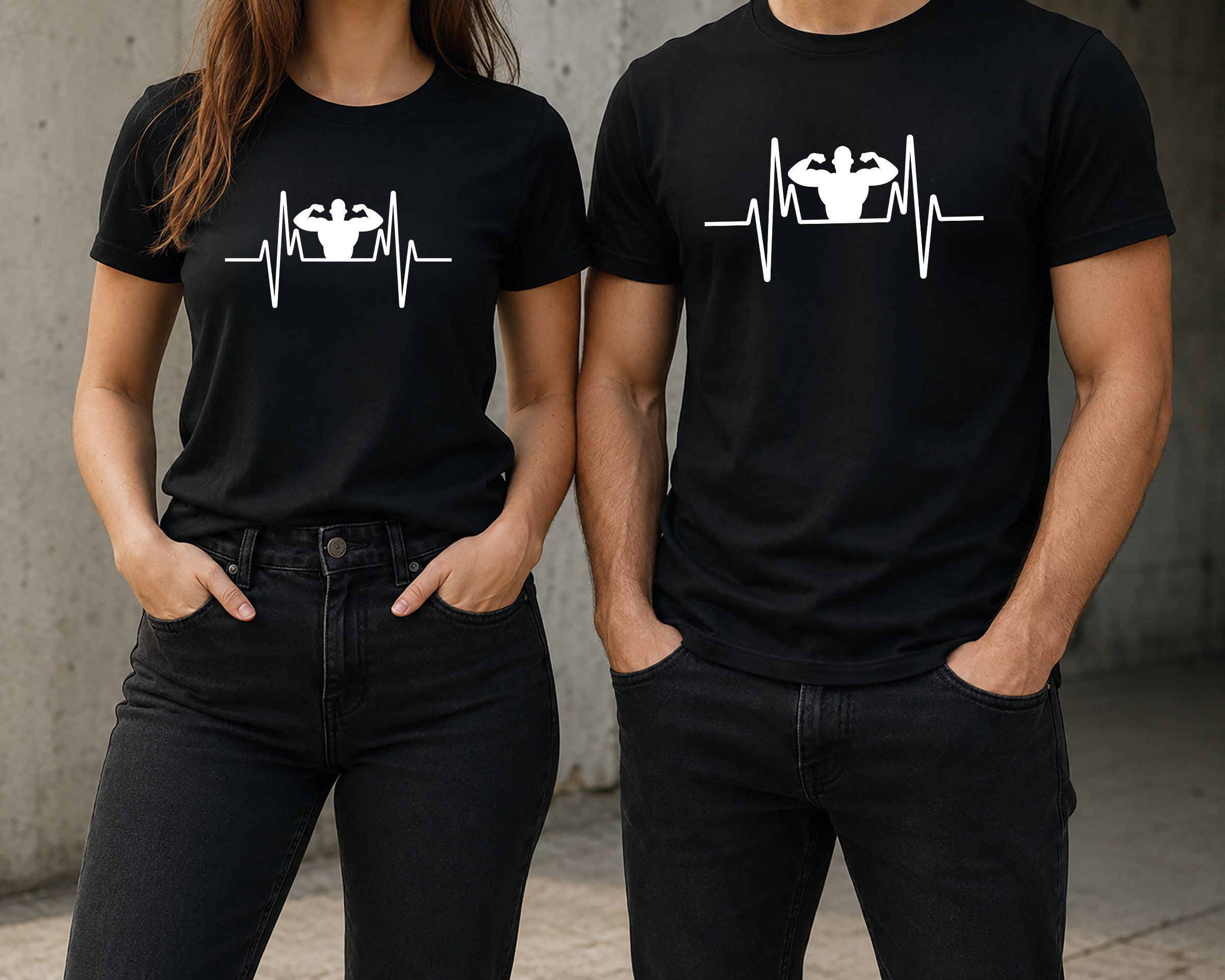 MyDesign24 T-Shirt Bodybuilding Herschlaglinie print Shirt EKG-Linie Kraftsport T-Shirt schwarz kurzarm Regular Fit i567