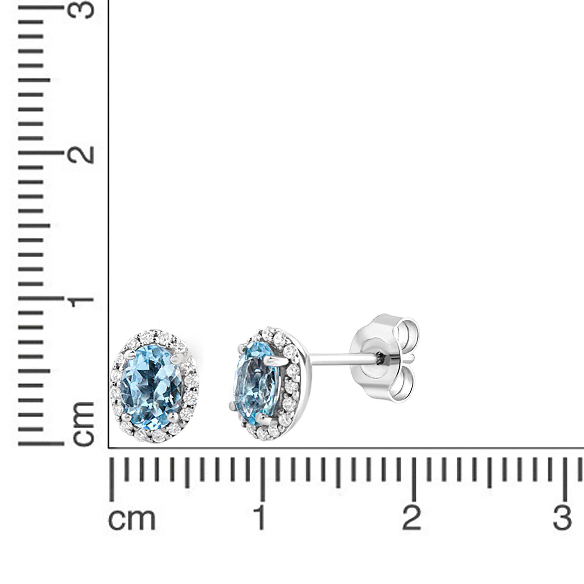 Diamonds Weißgold und Aquamarin Ohrstecker mit Ellen Diamant Paar K. by 585