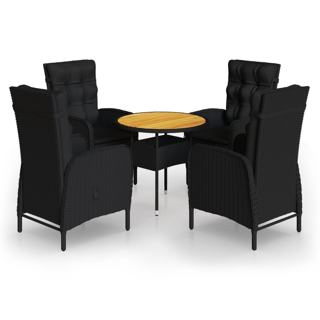 vidaXL Gartenbar-Set, 5-tlg. Garten-Bistro-Set Poly Rattan Schwarz