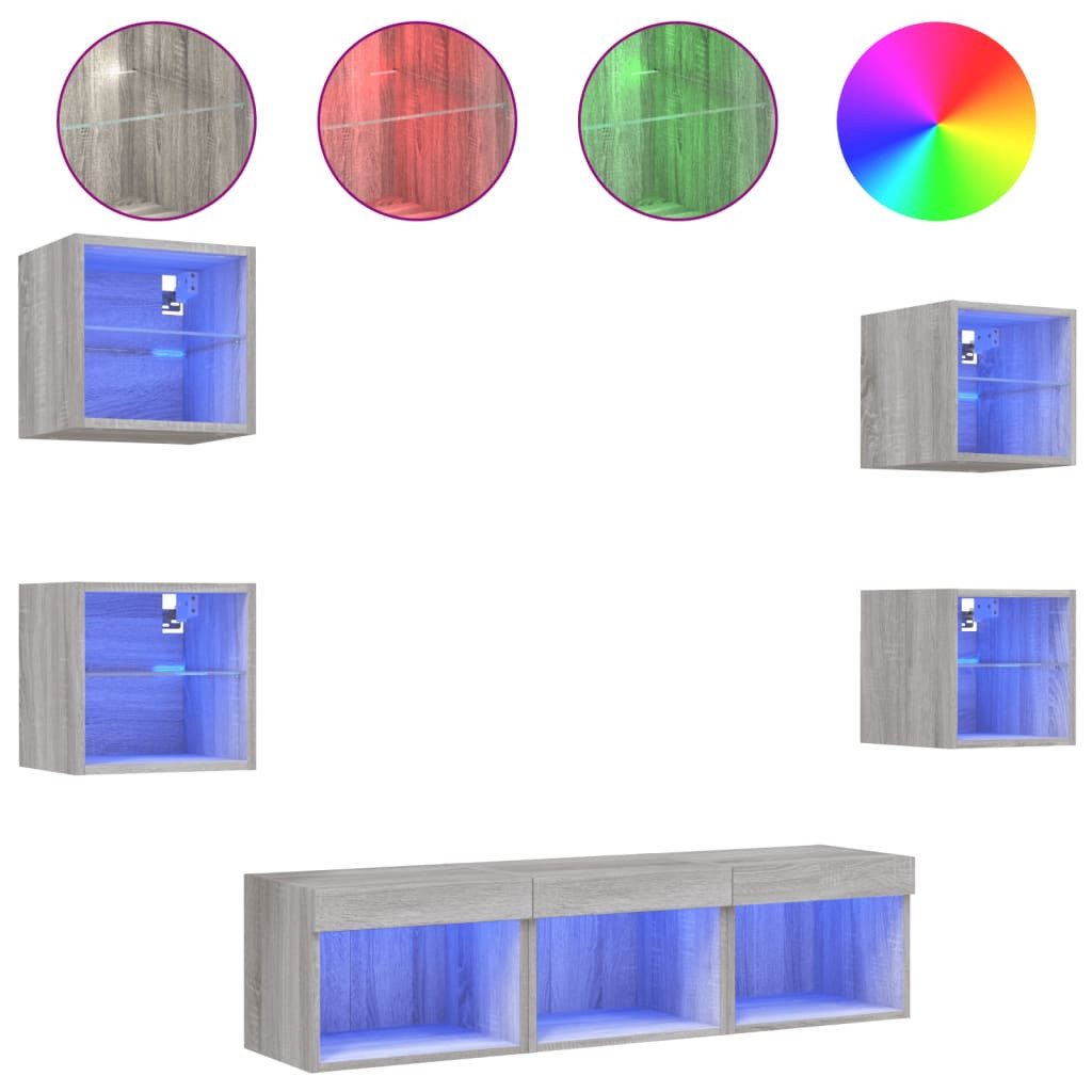 vidaXL TV-Wand 7-tlg. Wohnwand mit LED-Beleuchtung günstig online kaufen