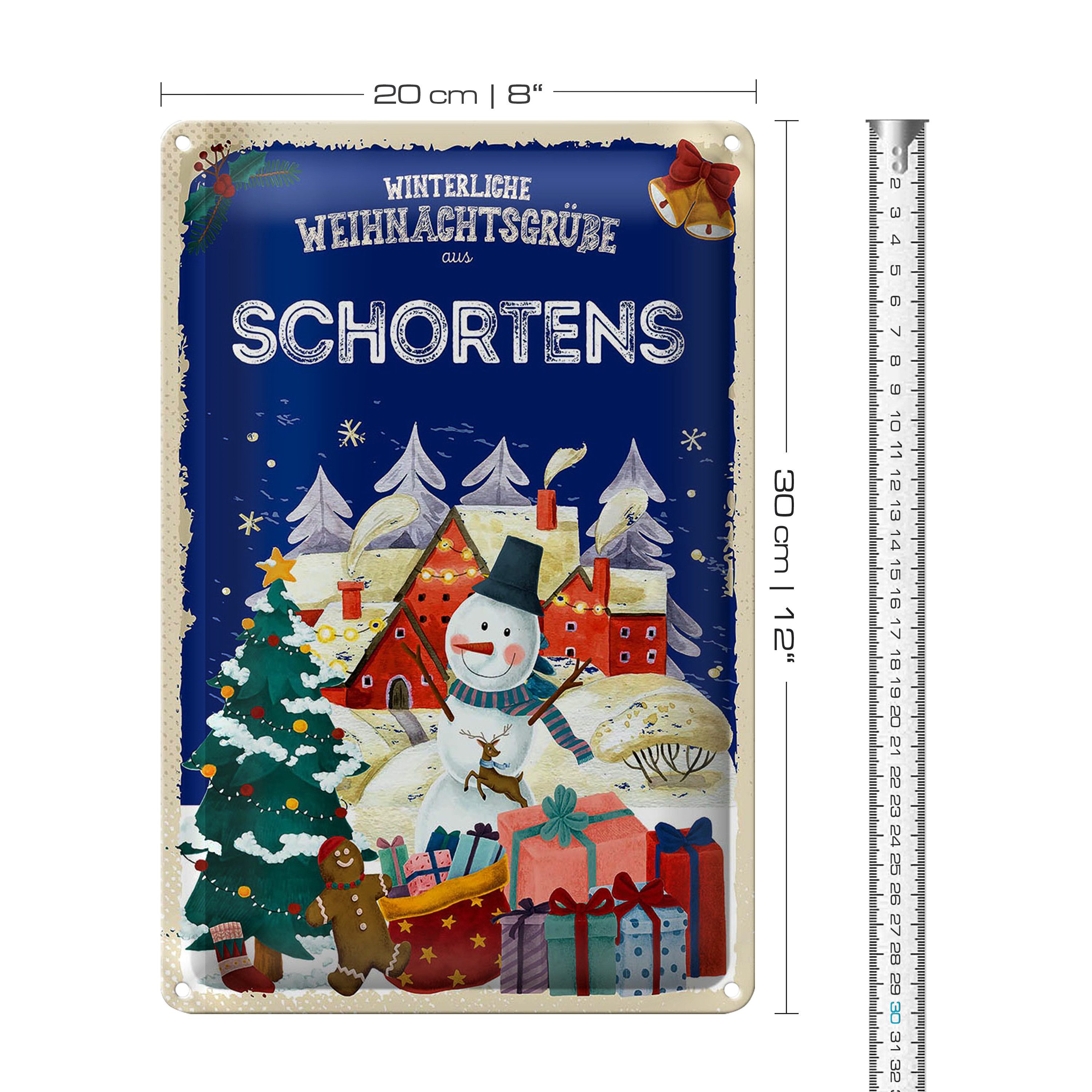 Roomando Metallschild Blechschild Weihnachtsgrüße SCHORTENS 20x30cm