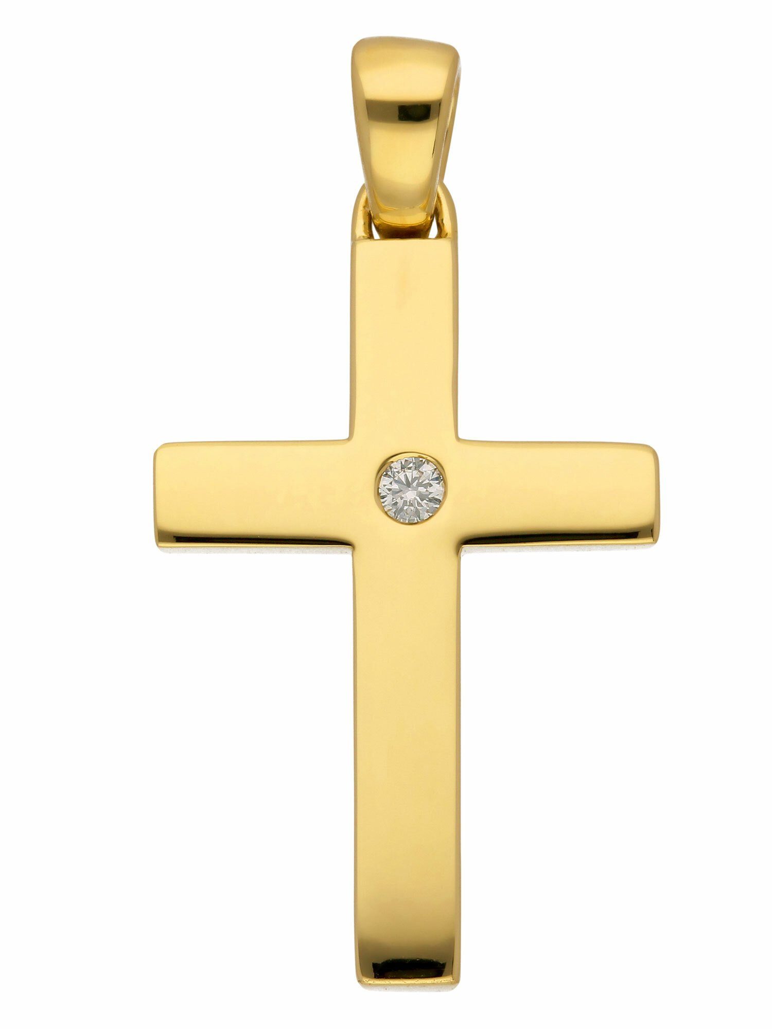 Adelia´s Kettenanhänger Anhänger / Herren & Damen mit Gold mit 585 Kreuz für Brillant, Brillant Diamant Goldschmuck Diamant