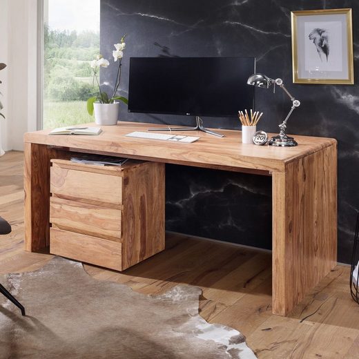 Wohnling Schreibtisch »WL1.468«, Bürotisch aus massivem ...