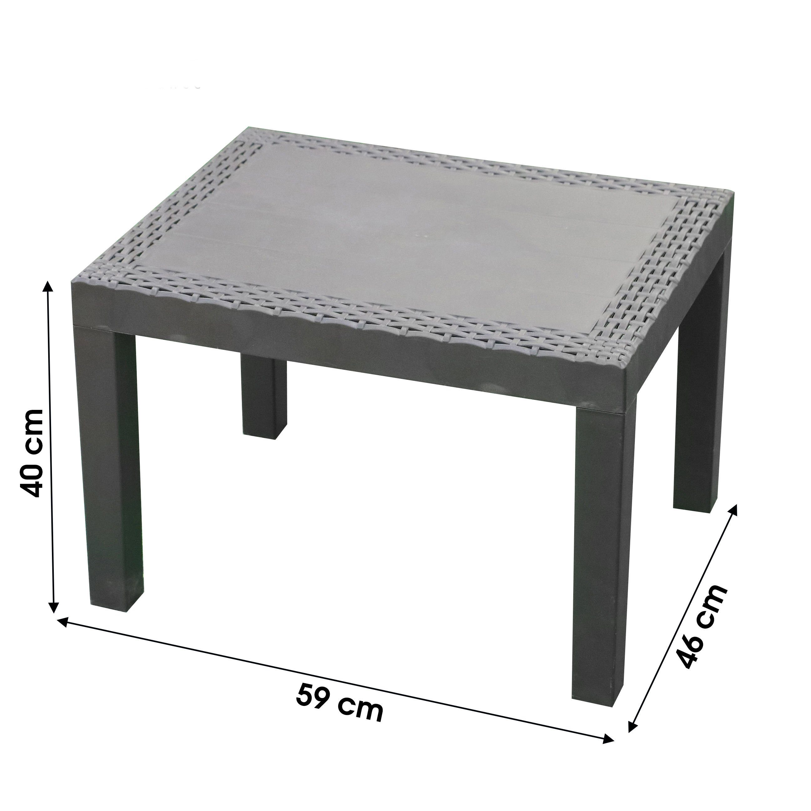 Spetebo Gartentisch Gartentisch anthrazit mit Rattan Optik - 59x46 cm (Packung, 1-St., 1 Tisch), Kunststoff Garten Beistelltisch – Bild 2 von 2