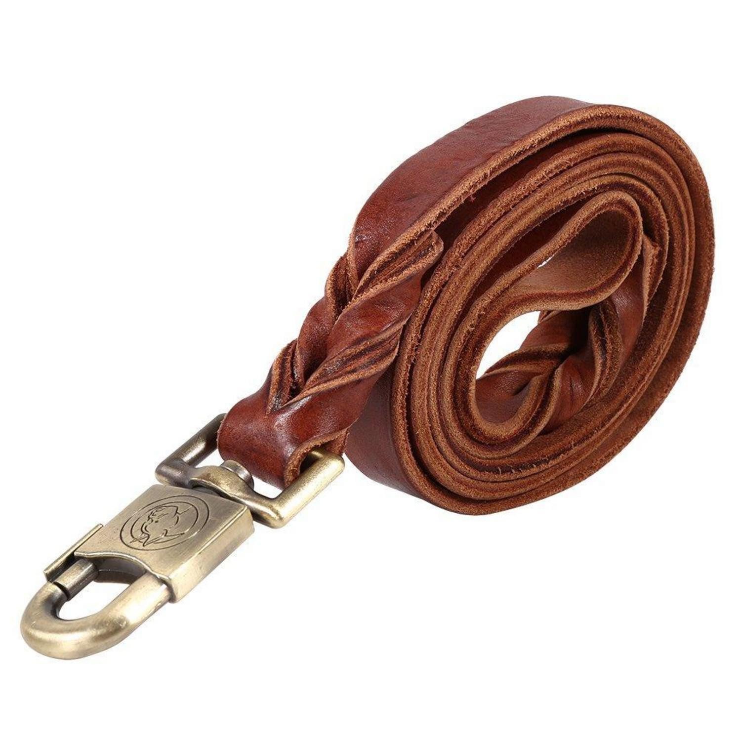 LuxusKollektion Hundeleine Hundeleine Leder geflochten 2.5x120cm, Leder (1-tlg)