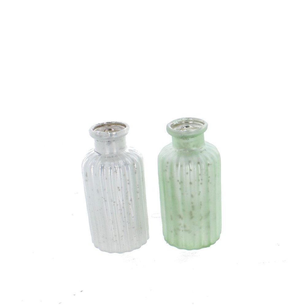 MICA Blumentopf Vase geriffelt - grün/weiß - 1 Stück