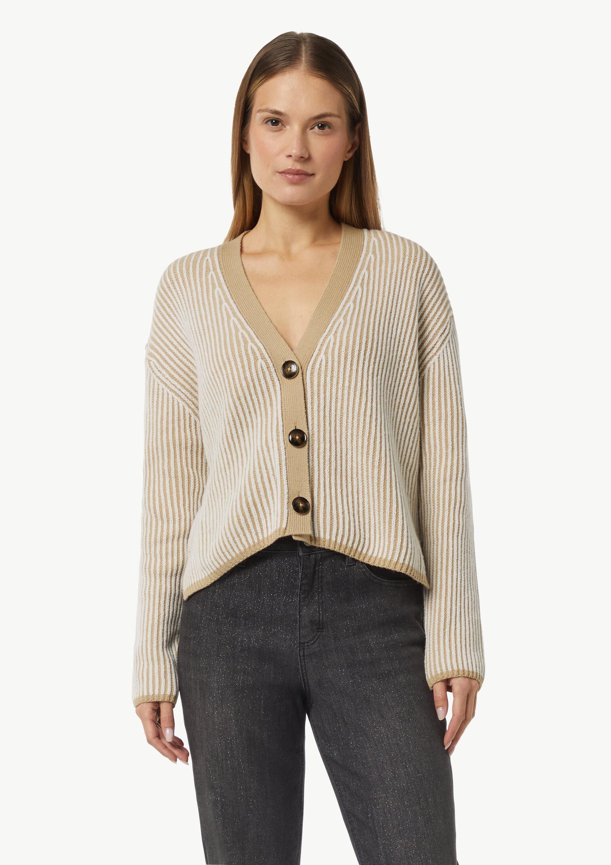 comma Cardigan Strickjacke Verkürzte Strickjacke in Bi-Color-Optik günstig online kaufen