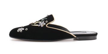 DOLCE & GABBANA DOLCE GABBANA JACKIE SAMT PANTOLETTEN FLATS MULES SLIPPER SCHUHE SANDA Sandale