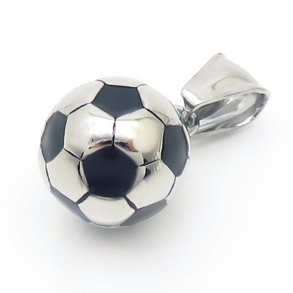 BUNGSA Anhänger Set Anhänger Fußball zweifarbig aus Edelstahl Unisex (1-tlg), Pendant Halsketten Silber, Schwarz