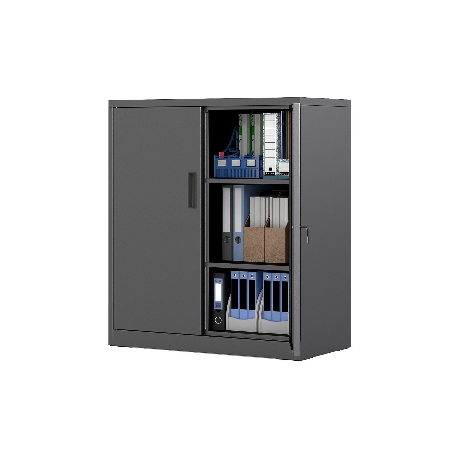 COSTWAY Aktenschrank Werkstattschrank mit 2 abschließbaren Türen, Büroschrank