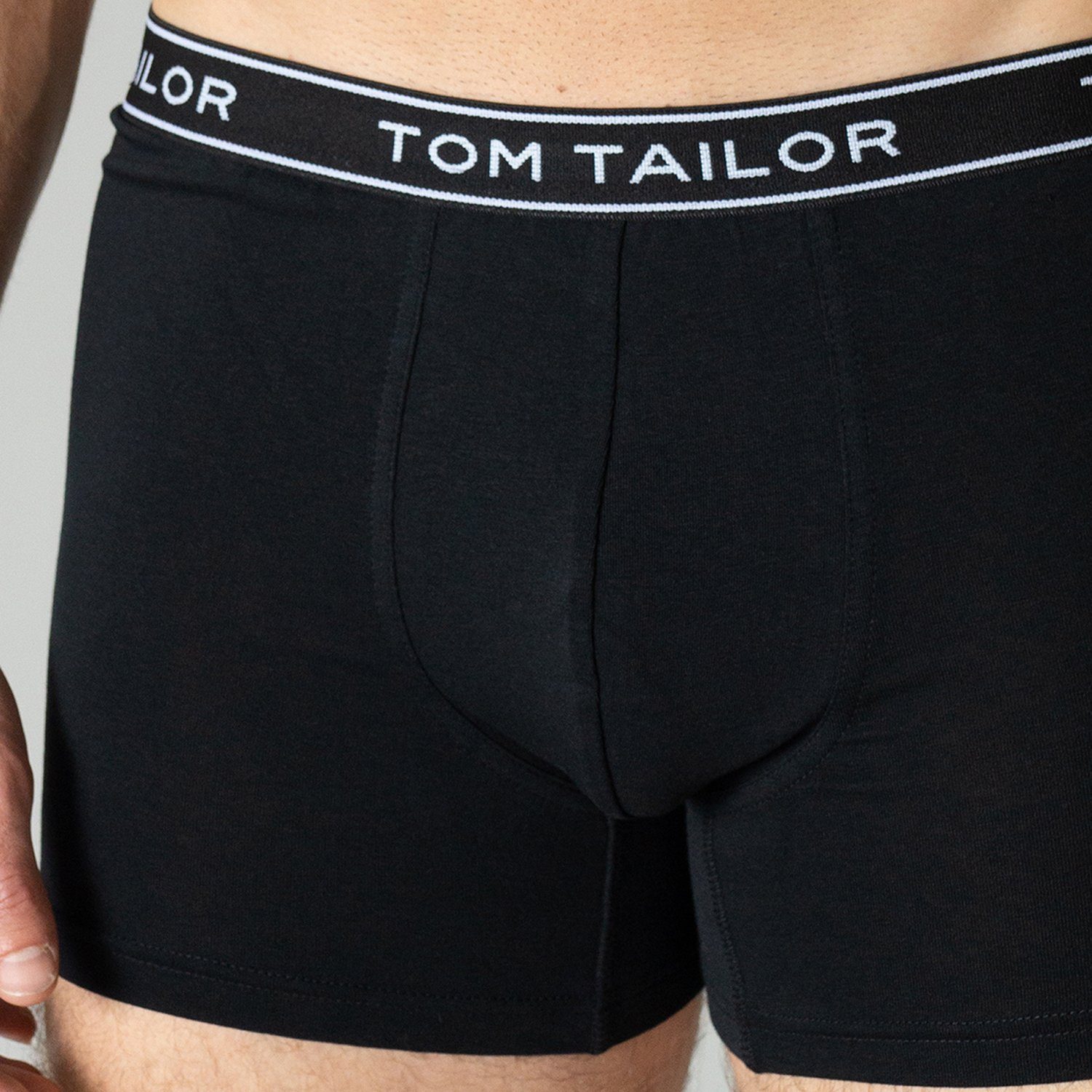TOM TAILOR Boxershorts (3-St) mit Schwarz Bein, längerem im 3er Pack knitterfrei ohne Eingriff