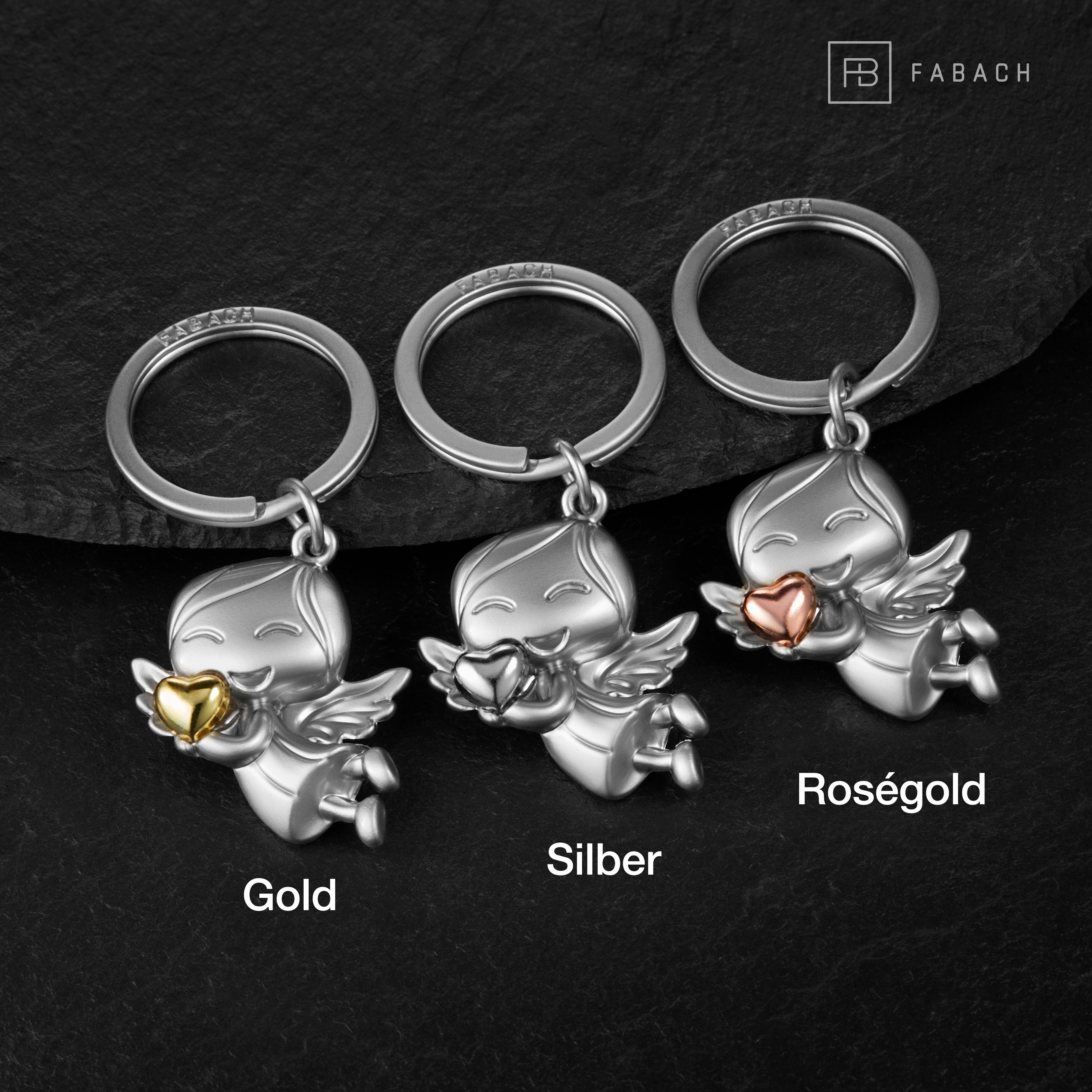 FABACH Schlüsselanhänger Schutzengel "Lucky" Glücksbringer Herz - Engel Glücksengel - mit Silber