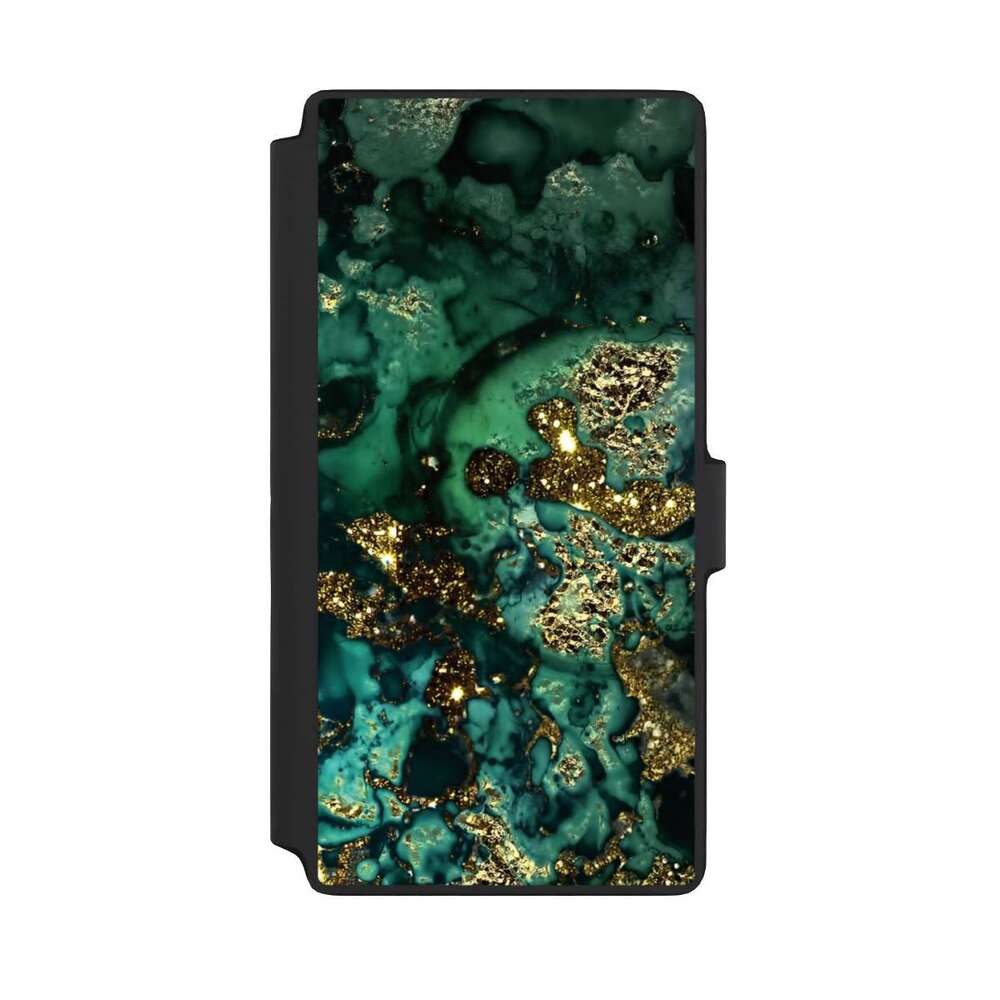 NIVOCASE Handyhülle Marmor Glitzer Look Muster Cyan Glitter Marble Look, Samsung Galaxy S22 Ultra Klapphülle Handyhülle aus Kunst Leder