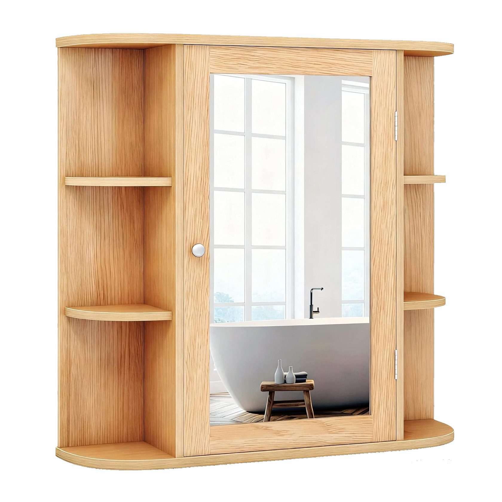 KOMFOTTEU Spiegelschrank Badschrank Hängeschrank Wandschrank mit Ablagen, 6 günstig online kaufen