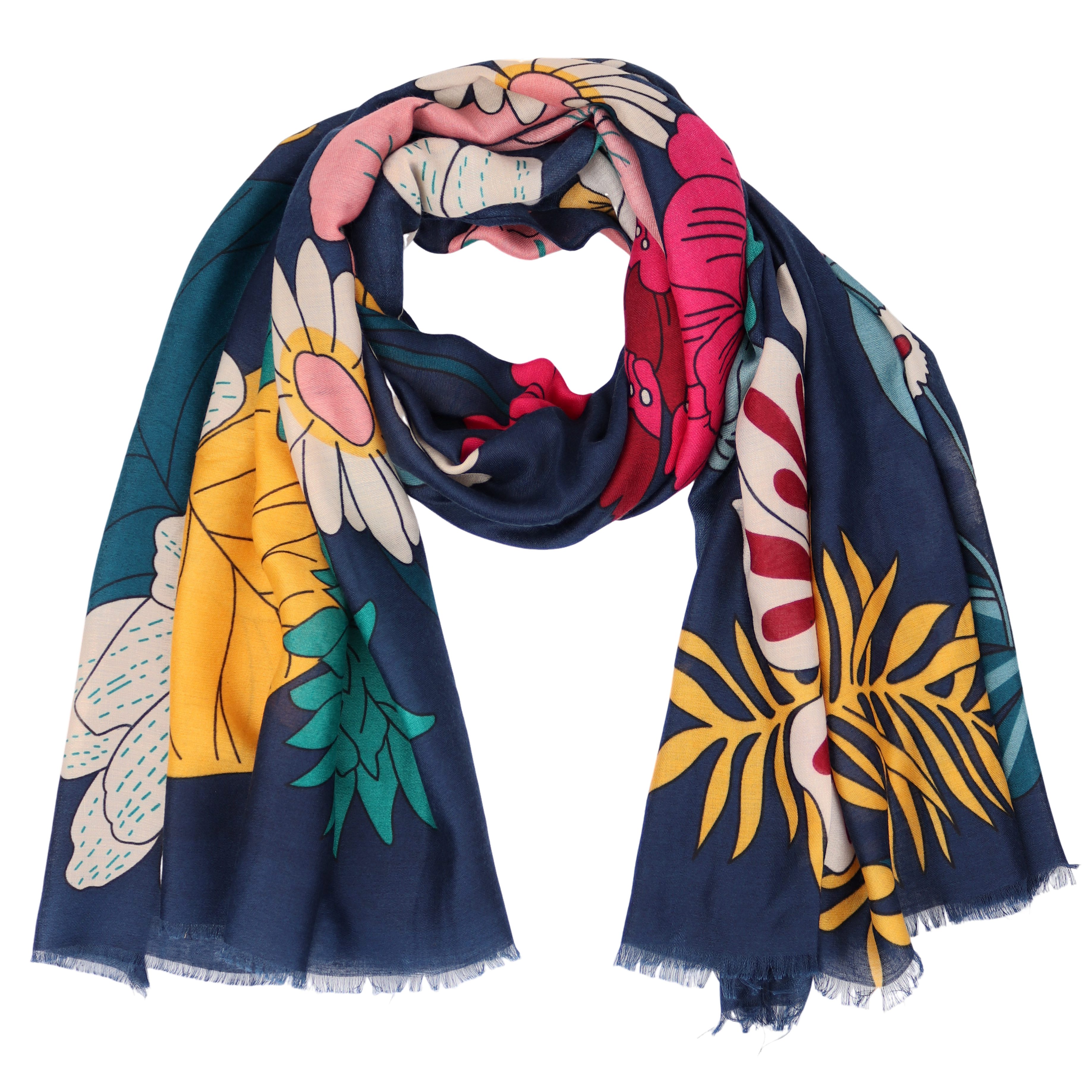 MIRROSI Modeschal Weich XXL ca.85x180cm Schal Bunt Blumen, (Kollektion Herb günstig online kaufen