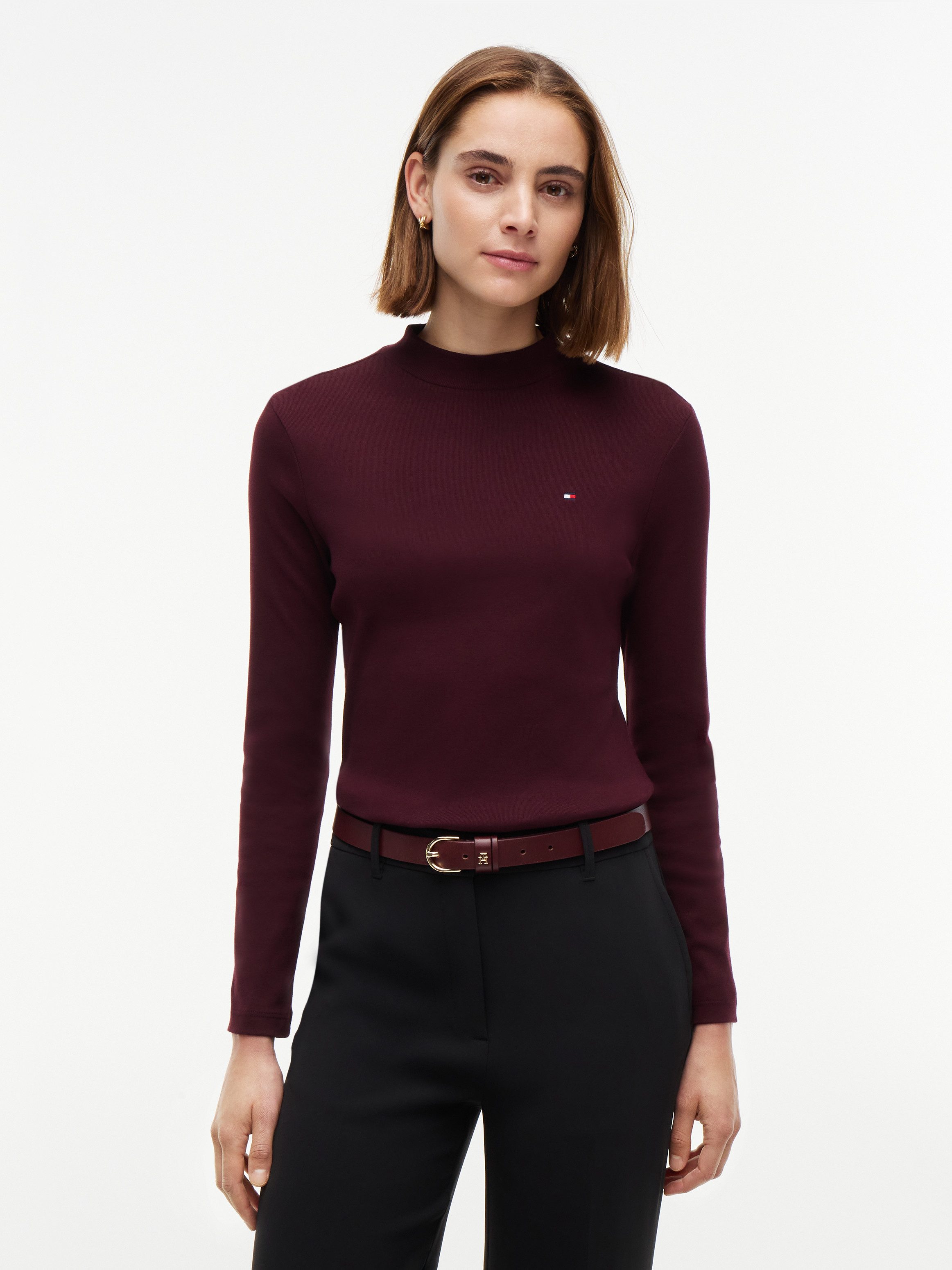 Tommy Hilfiger Langarmshirt SLIM CODY MOCK-NK LS Baumwolle, slim fit