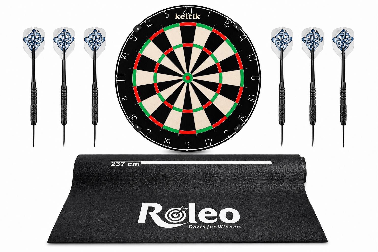 Keltik Dartscheibe Keltik Steeldart Set mit Dartboard, Pfeilen und Dartmatte, (1-tlg)