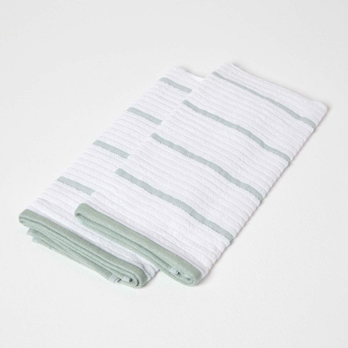 Homescapes Geschirrtuch 2er-Set Geschirrtücher weiß-grün, 100% Baumwolle günstig online kaufen