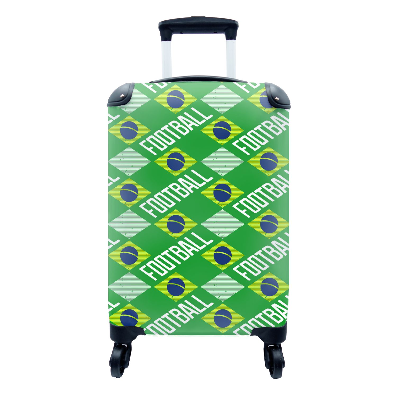 rollen, Fußball MuchoWow Handgepäck Handgepäckkoffer Trolley, Brasilien Reisekoffer Reisetasche Rollen, 4 Muster, Ferien, für - mit -