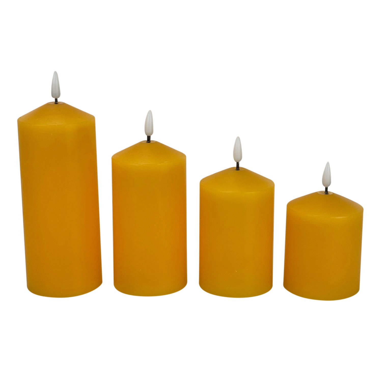 Online-Fuchs LED-Kerze - 4er Set LED-Kerzen mit Touch-Funktion und Timer in frischen Farben (Weiß, Gelb, Blau, Grün und Berry, ohne Fernbedienung), aus Echtwachs gefertigt mit realistischer Flamme