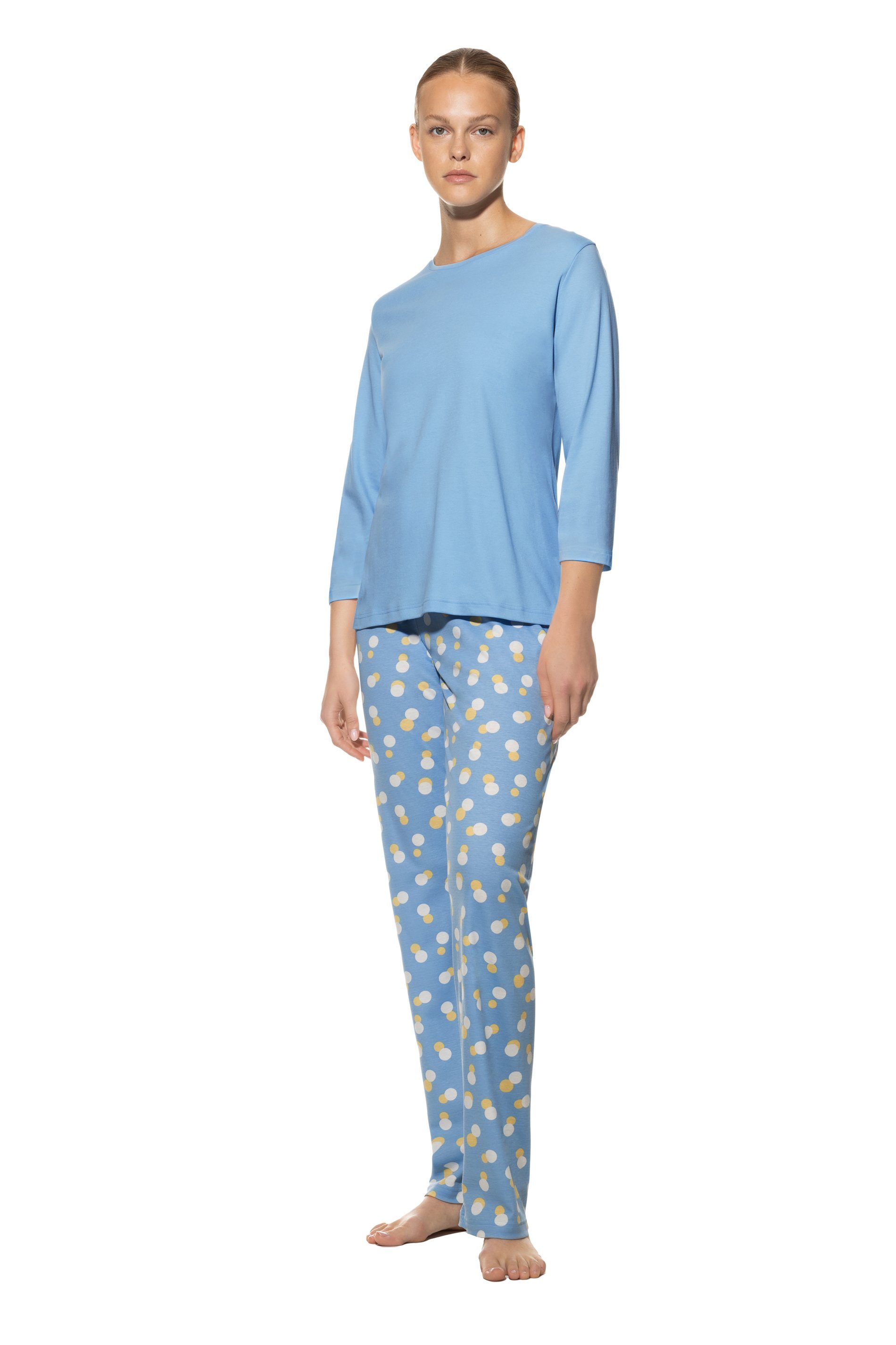 Mey Pyjama Mey Damen Pyjama 3/4 Arm 14098 angel blue (1 Stück, 1 tlg., 1 Stück)