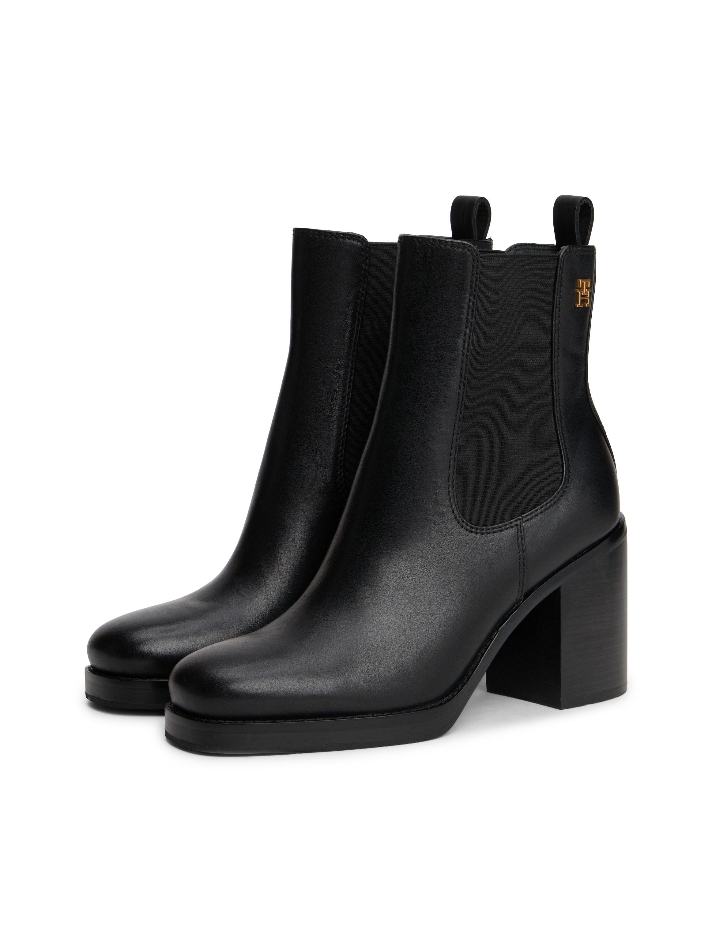 Tommy Hilfiger SQUARE TOE CHELSEA HIGH BLOCK HL Chelseaboots, Blockabsatz, Stiefelette mit beidseitigem Strecheinsatz