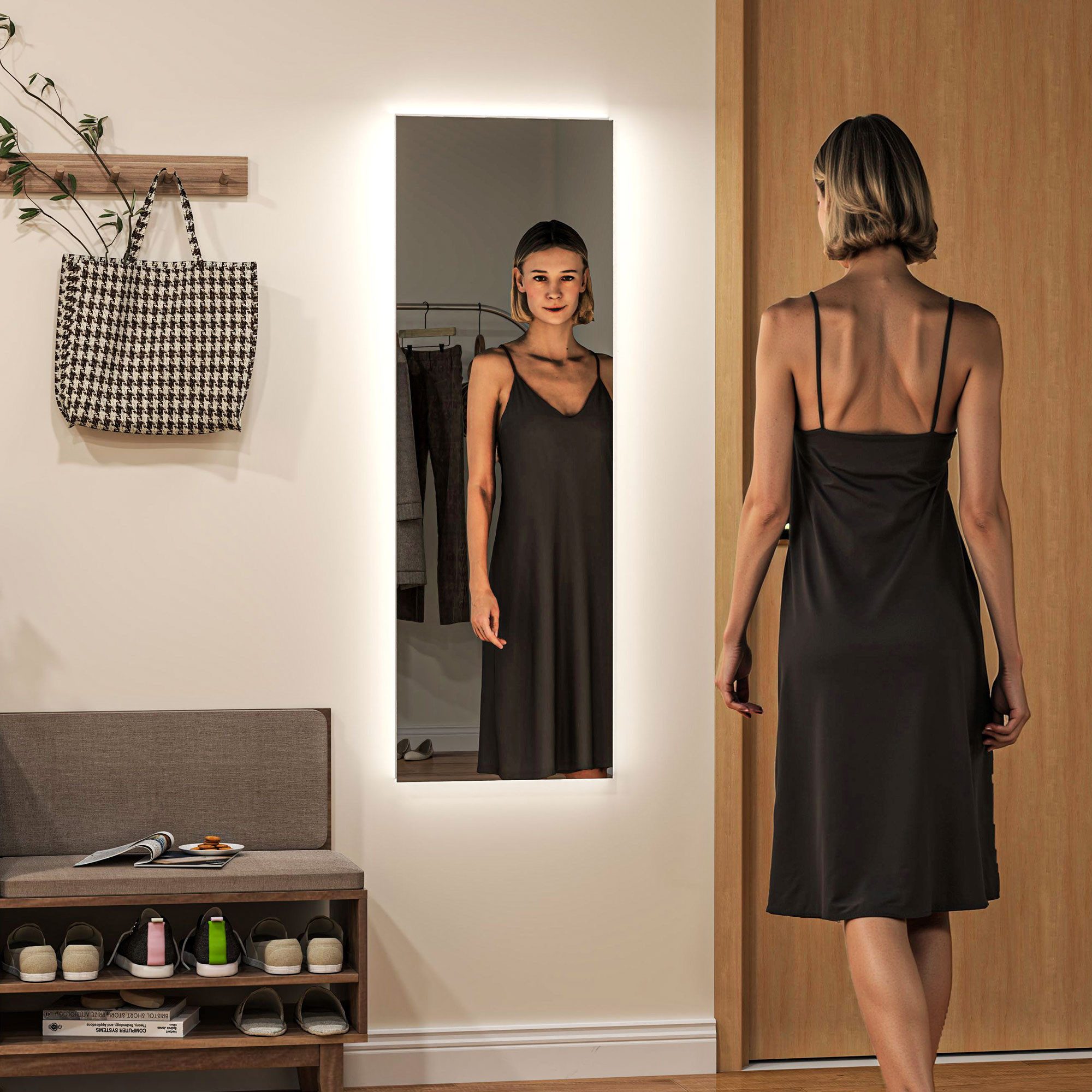 HOMCOM Standspiegel 40 x 120 cm, mit LED Lichte, Touch-Steuerung (Wandspieg günstig online kaufen