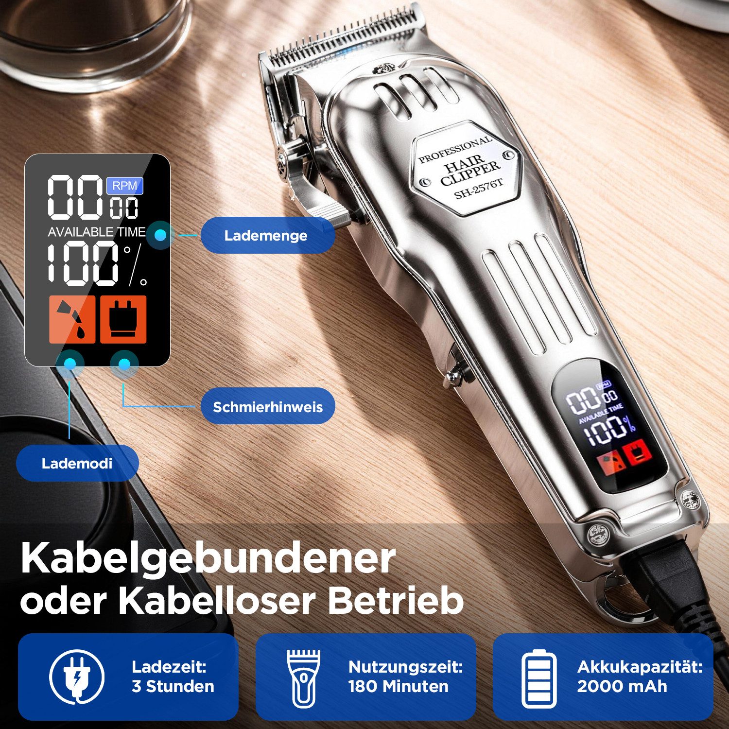 ANYSUN Haarschneider Profi Haar- und Bartschneider Elektrisch Haarschneidemaschine Set, Rasierer Elektrisch & Bartschneider Kit Haartrimmer Herren, Akku/Netz – Bild 2 von 5