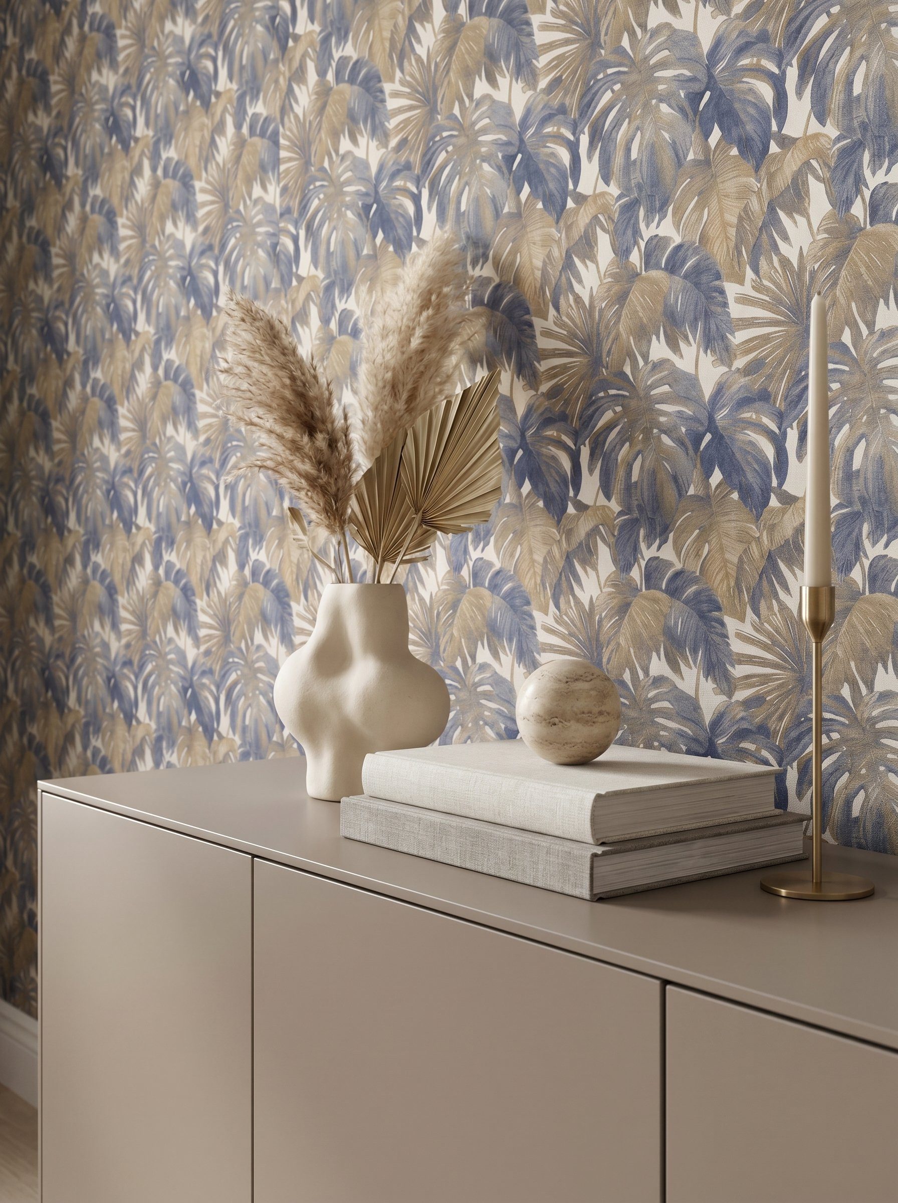 Newroom Vliestapete Kelmira Dunkelblau Tapete Vliestapete Blumen, Floral, Blumenranke, strukturiert, Mustertapete