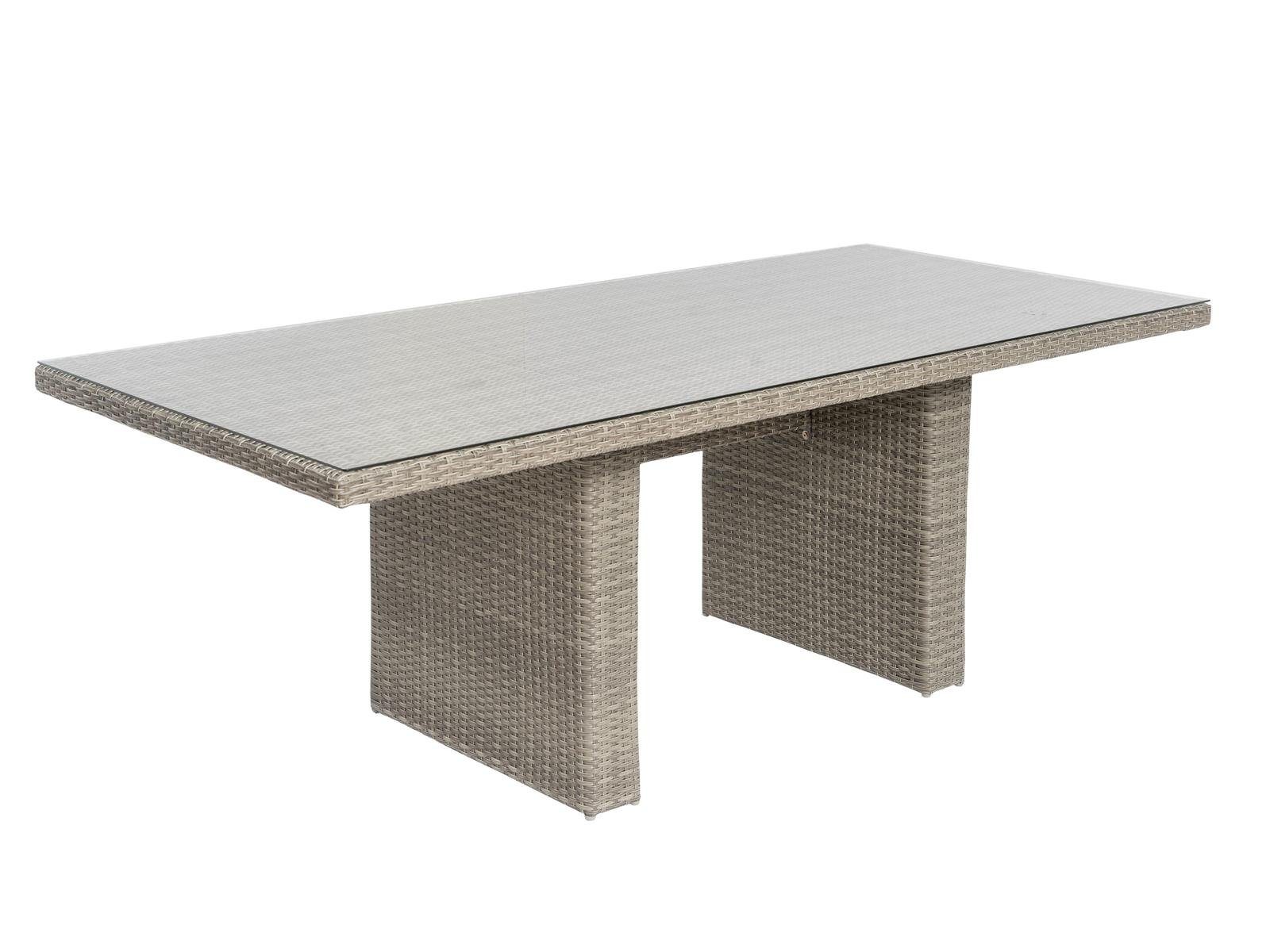 bellavista - Home&Garden® Gartentisch Tisch 5mm starker (Set, Rho, 9-St), mit 220x100x76cm Sicherheitsglasplatte