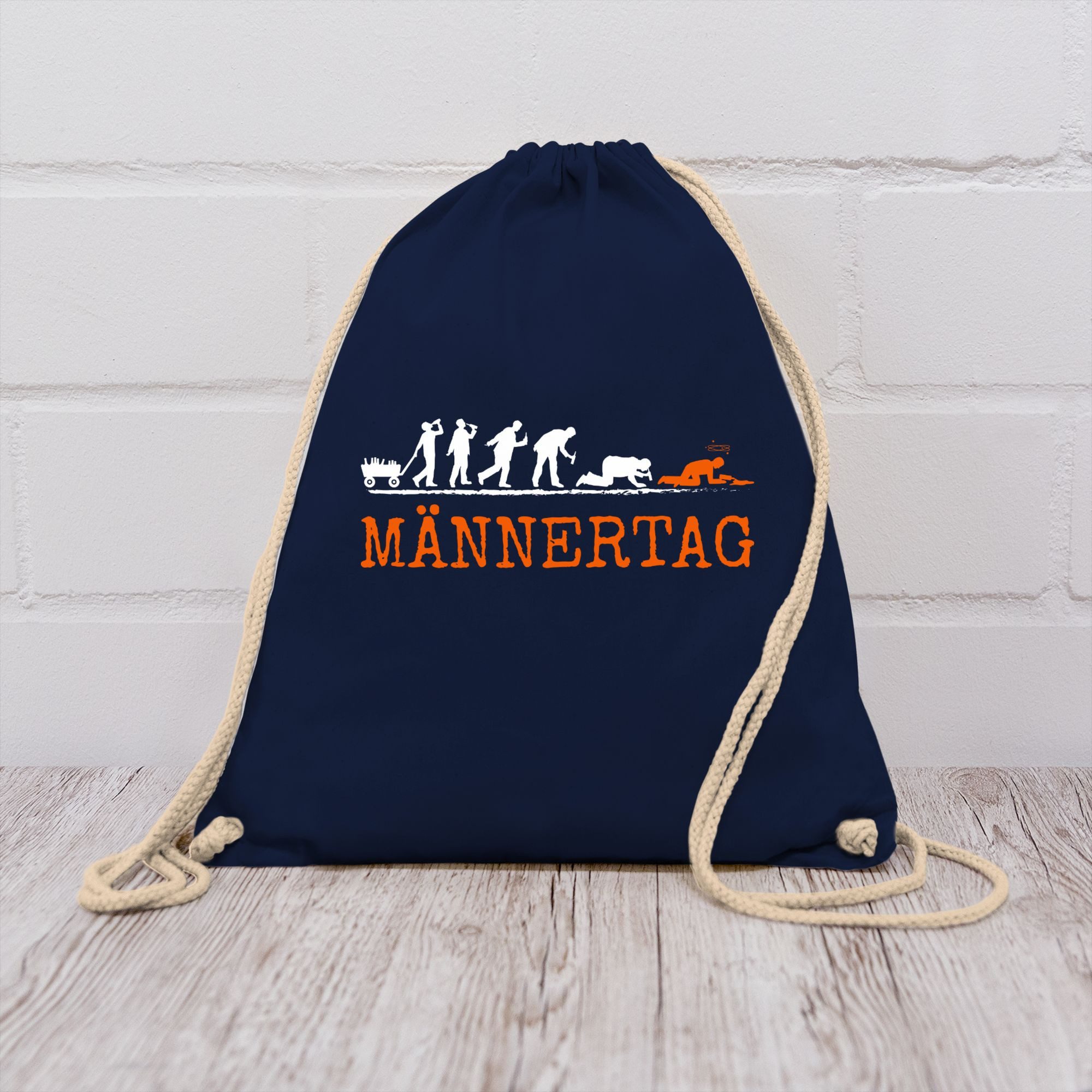 Shirtracer Turnbeutel Männertag Evolution Herrentag I Geschenk Lustig Biertrinker, Vatertag Geschenk