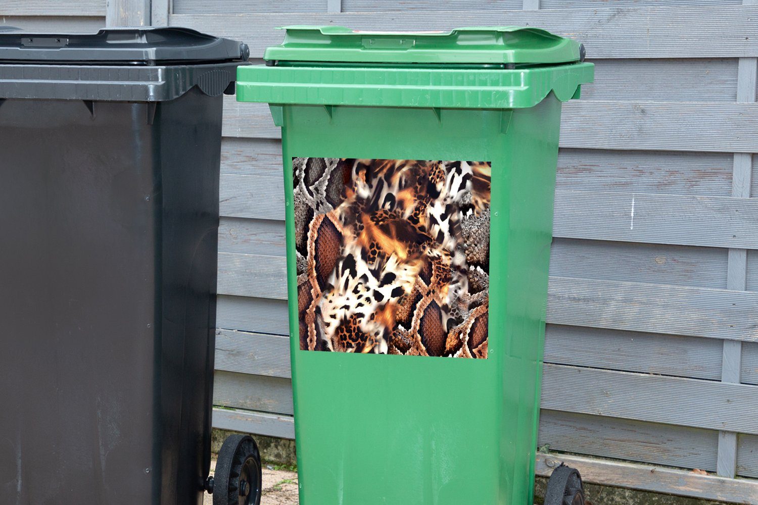 - Schlange Mülleimer-aufkleber, St), Mülltonne, Sticker, Tiere MuchoWow Pantherdruck Tierdruck - Abfalbehälter (1 - Wandsticker Container,
