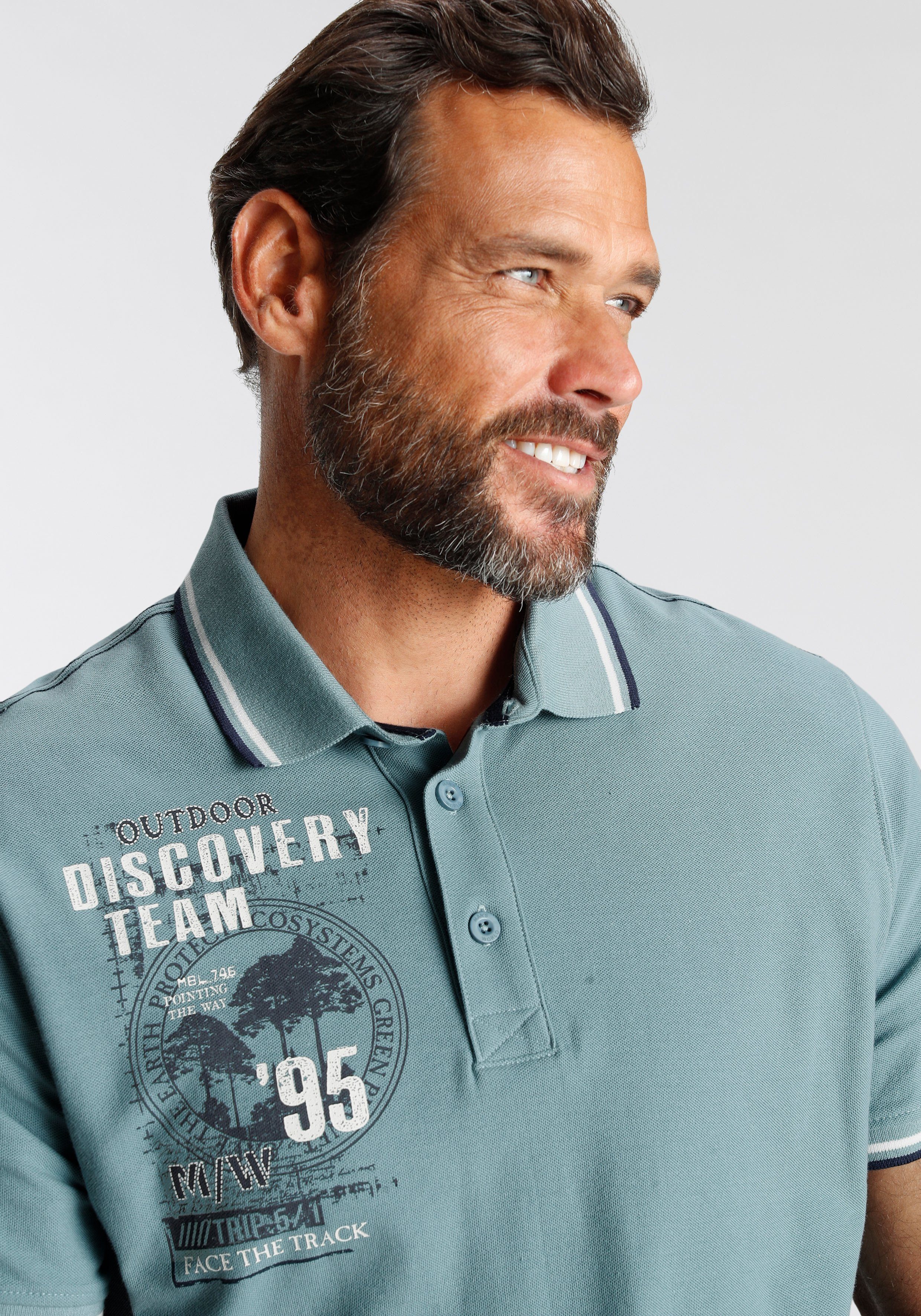 Man's World Poloshirt Kurzarm, lässige Passform, mit trendigem Print, Polokragen