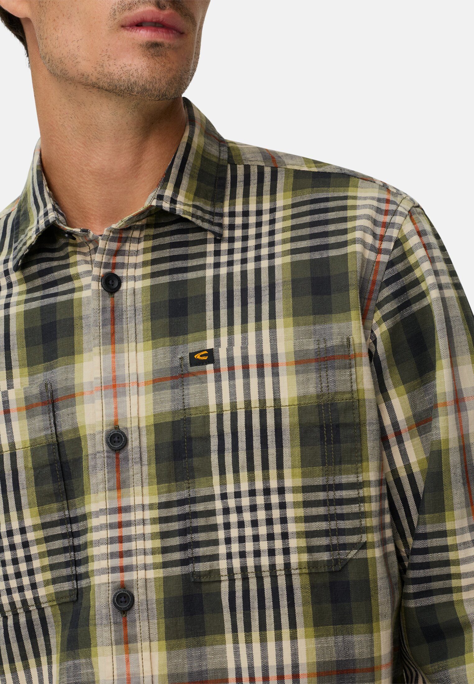 camel active Langarmhemd mit Kentkragen und Brusttaschen Langarm Button-Down