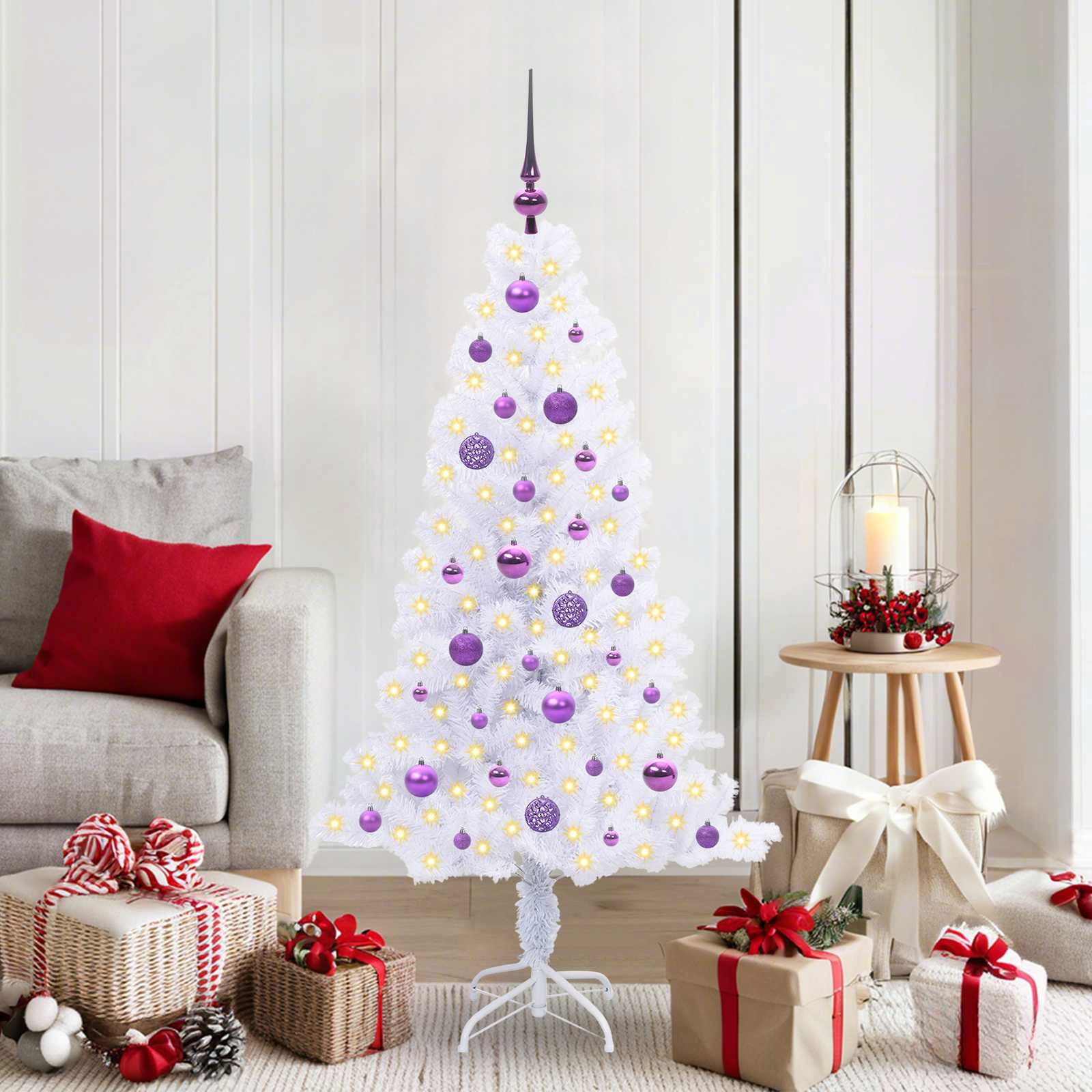 vidaXL Künstlicher Weihnachtsbaum Künstlicher Weihnachtsbaum Weiß 150 cm PVC und Stahl