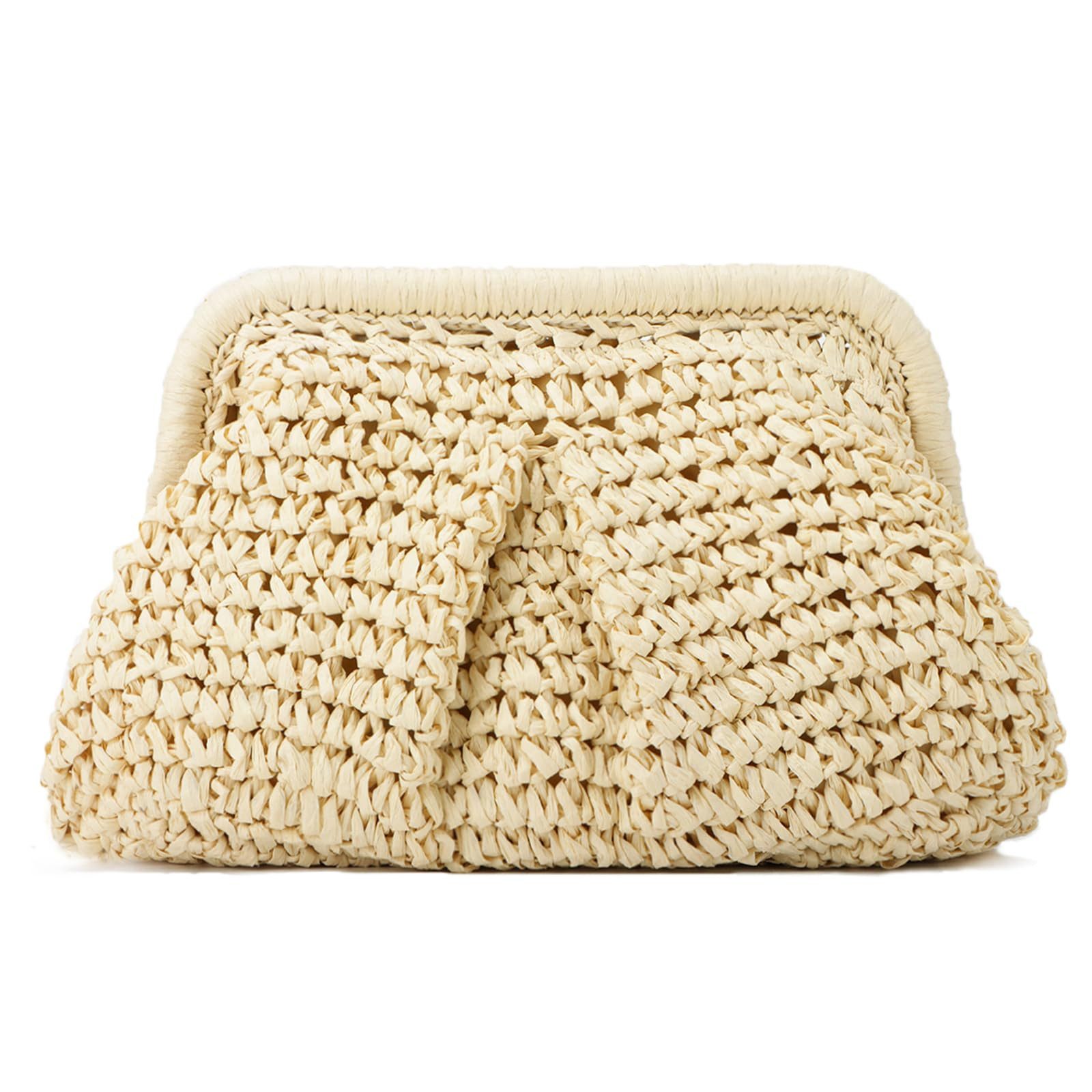 Zaewry Clutch Stroh Clutch Damen Sommer, Umhängetasche, Strandtasche Boho, Cloud Dumpling Bag, Schultertasche Beach Bag Elegant