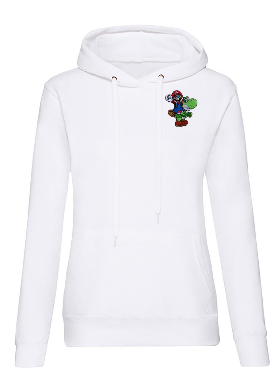 Blondie & Brownie Hoodie Mario Yoshi Patch Hoodie Damen Kapuzenpulli Baumwolle Stick Retro (Einzelartikel, Einteilig) Yoshi & Mario Retro Gaming Patch Kapuzenpullover