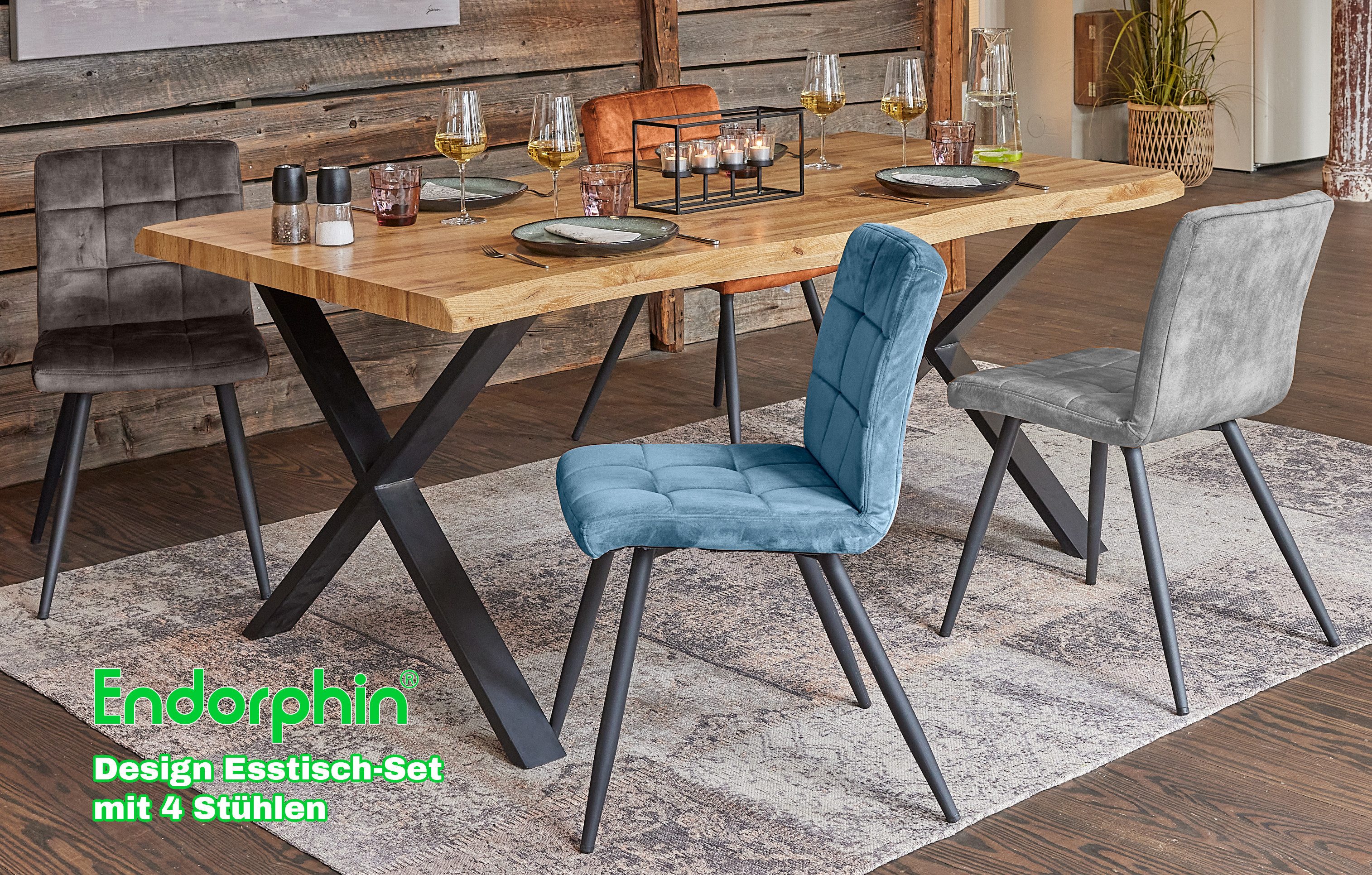 Endorphin Esstisch Design Esstisch-Set mit 4 Stühlen