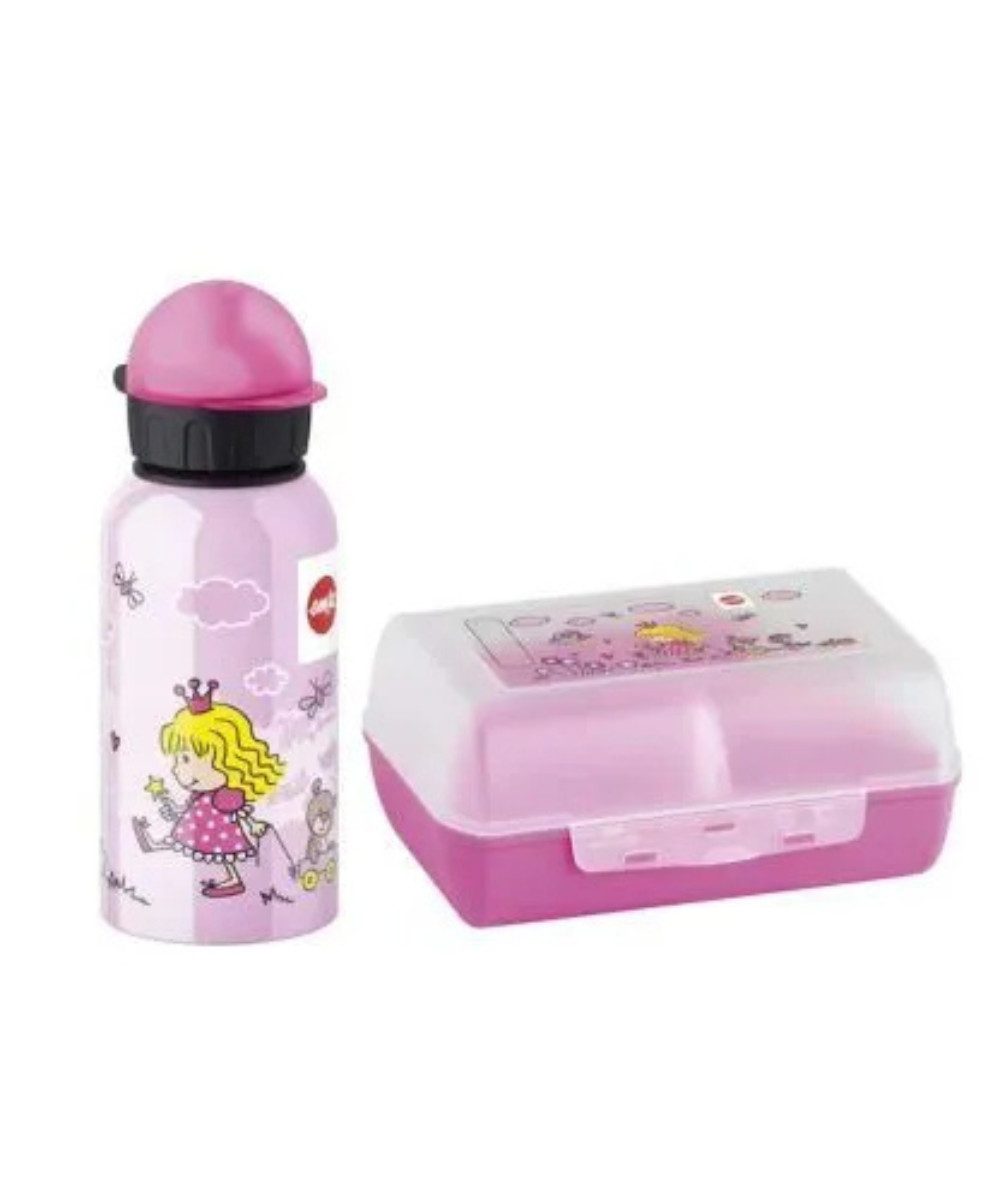 Emsa Trinkflasche Emsa Princess Lunchbox mit Trinkflasche, Hochwertiger Kunstoff, BPA FREE, Spülmaschinenfest