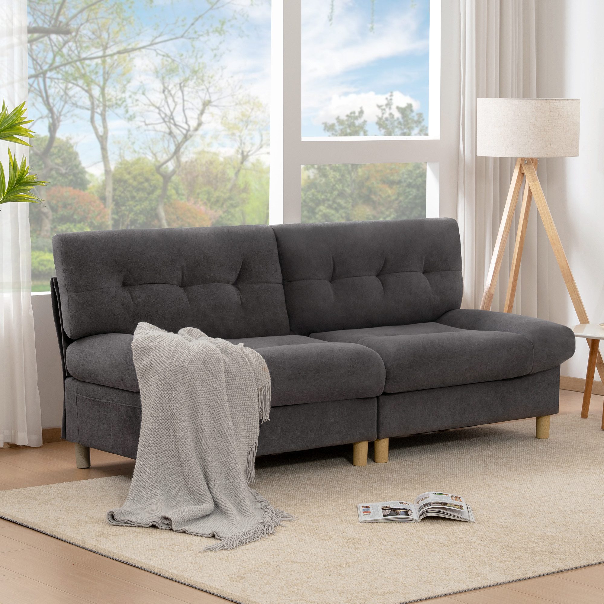 OKWISH Sofa Luxuriöses Sofa,Teddy-Samtstoff,Polstersofa, Luxuriöses 2-Sitze günstig online kaufen