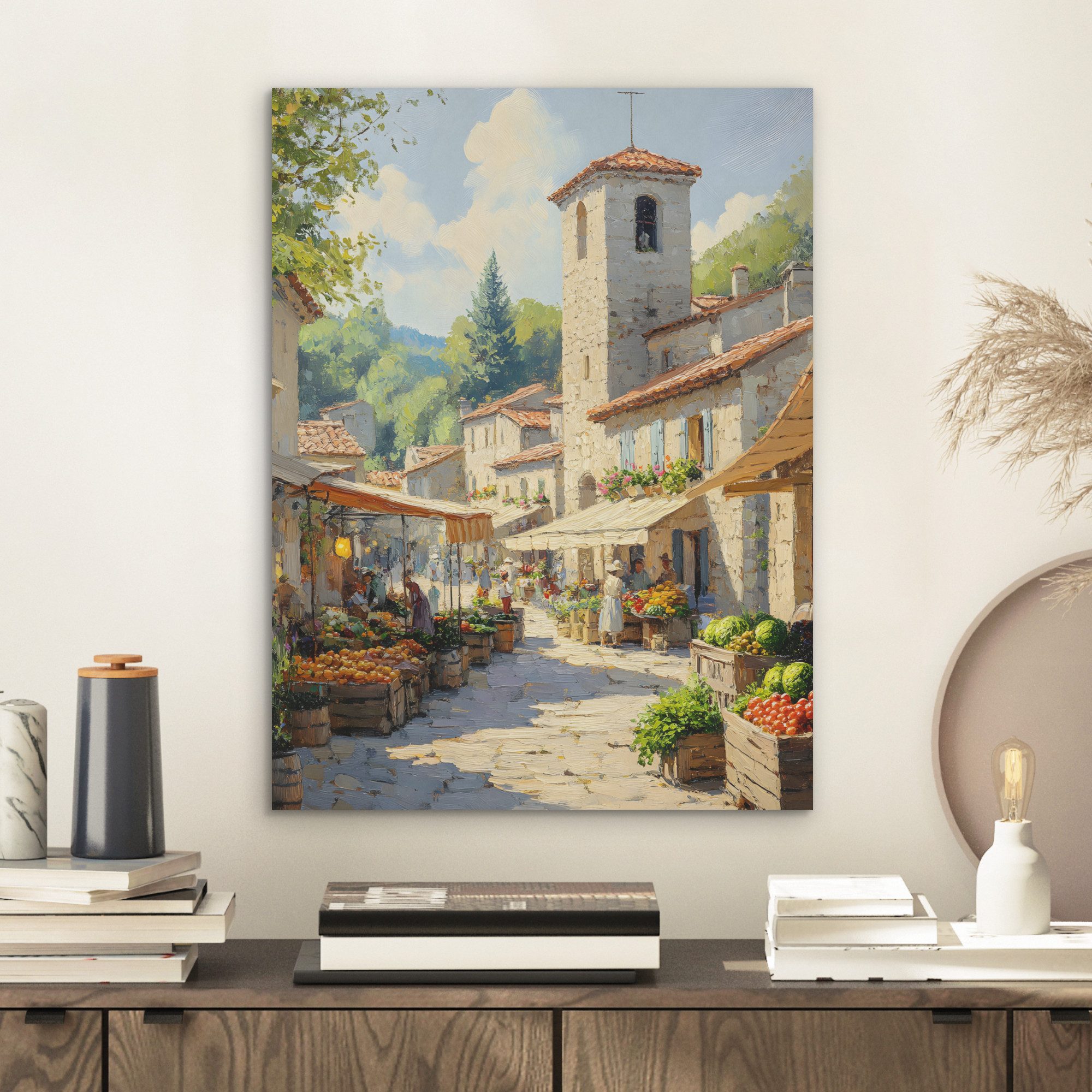 MuchoWow Gemälde Dorf - Sonne - günstig online kaufen