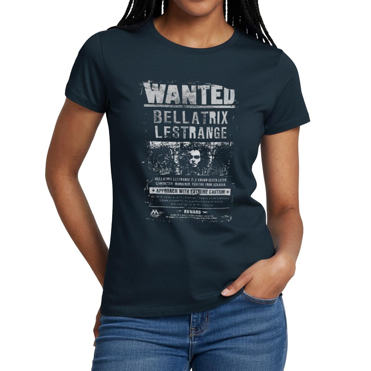 Spreadshirt T-Shirt Harry Potter Bellatrix Lestrange Wanted Frauen T-Shirt (1-tlg) Slim Fit, fällt klein aus