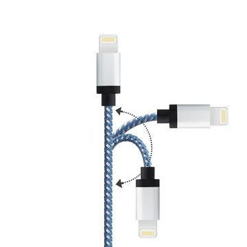 Elegear Nylon Ladekabel USB A Smartphone-Kabel, blauweiß für iphone, 2M