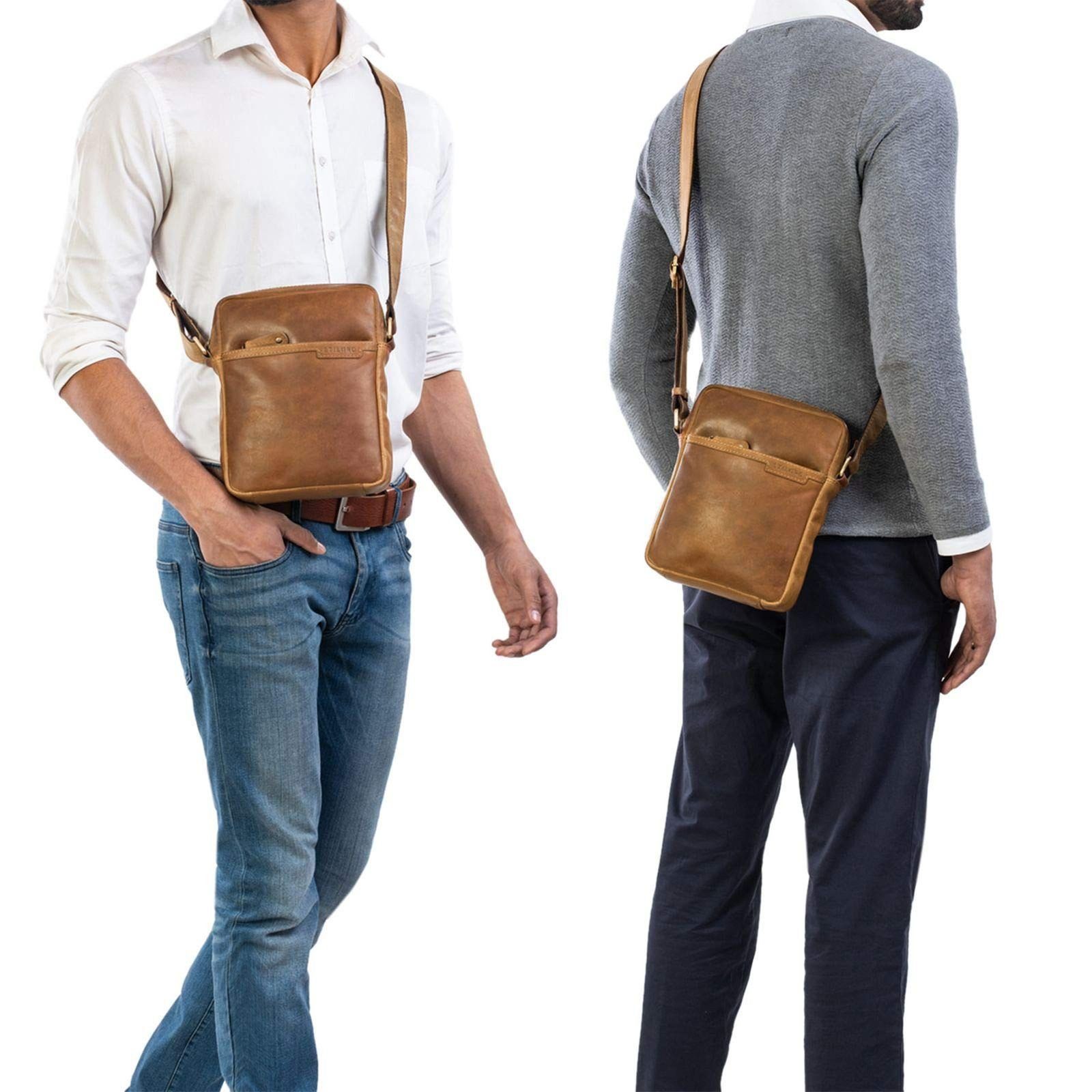 STILORD Herrentasche - Leder braun zum taranto Umhängen Bag Messenger "Blake"